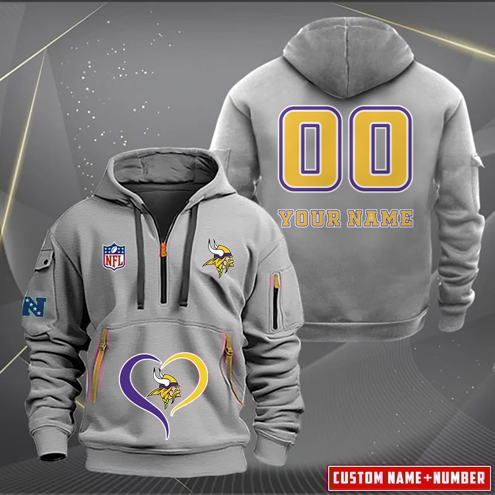 Minnesota Vikings New Personalized Quarter Zip Hoodie AZBTQZH000128 - Famjoys Minnesota Vikings New Personalized Quarter Zip Hoodie AZBTQZH000128 - Famjoys