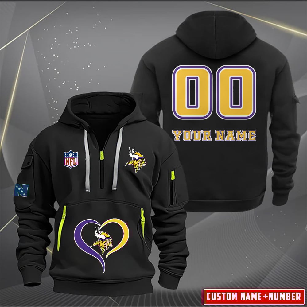 Minnesota Vikings New Personalized Quarter Zip Hoodie AZBTQZH000128 - Famjoys Minnesota Vikings New Personalized Quarter Zip Hoodie AZBTQZH000128 - Famjoys