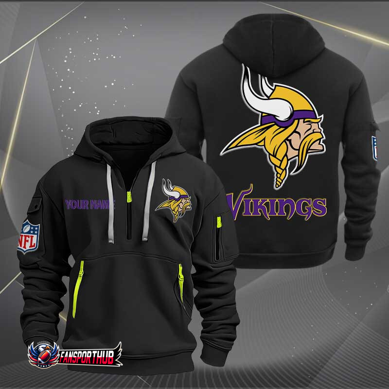 Minnesota Vikings New Personalized Quarter Zip Hoodie AZBTQZH000208 - Famjoys Minnesota Vikings New Personalized Quarter Zip Hoodie AZBTQZH000208 - Famjoys