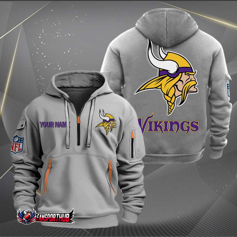 Minnesota Vikings New Personalized Quarter Zip Hoodie AZBTQZH000208 - Famjoys Minnesota Vikings New Personalized Quarter Zip Hoodie AZBTQZH000208 - Famjoys