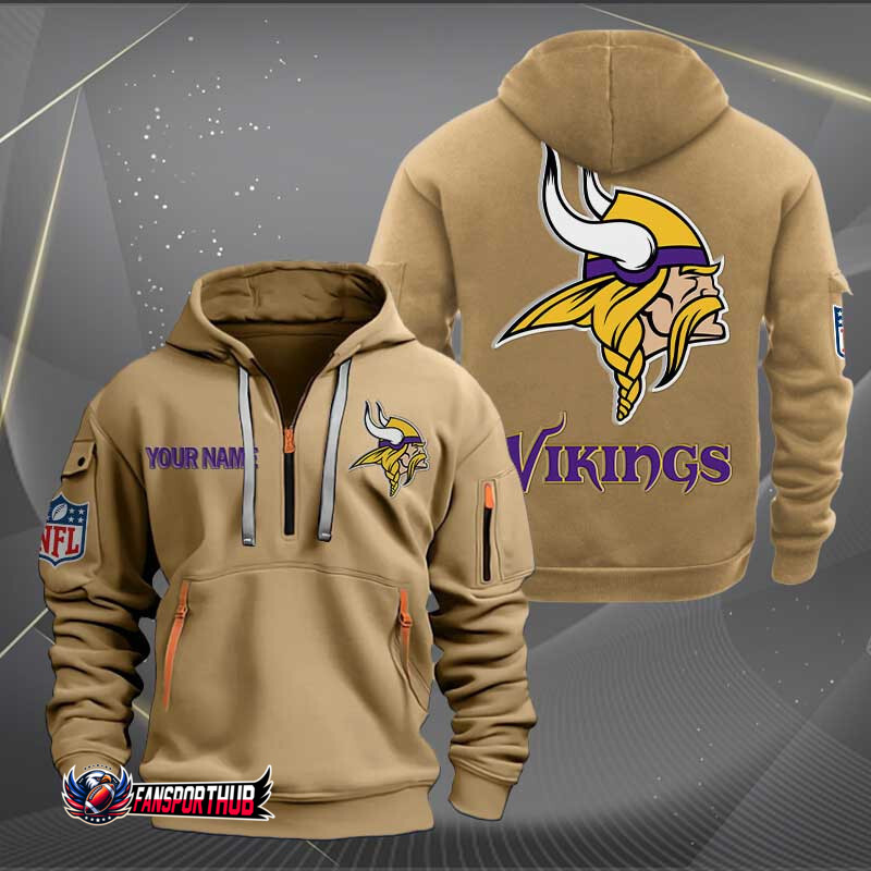 Minnesota Vikings New Personalized Quarter Zip Hoodie AZBTQZH000208 - Famjoys Minnesota Vikings New Personalized Quarter Zip Hoodie AZBTQZH000208 - Famjoys