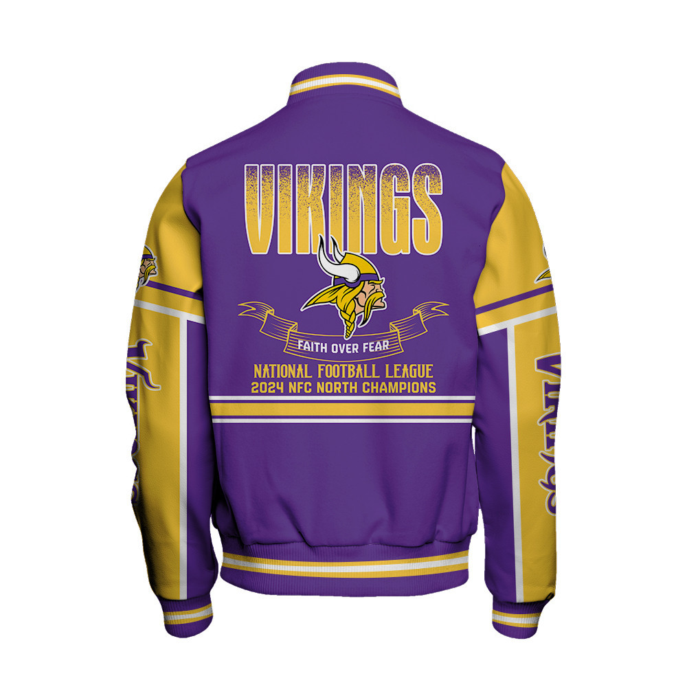 Minnesota Vikings NFC North Champions Unique Varsity Jacket - Famjoys Minnesota Vikings NFC North Champions Unique Varsity Jacket - Famjoys
