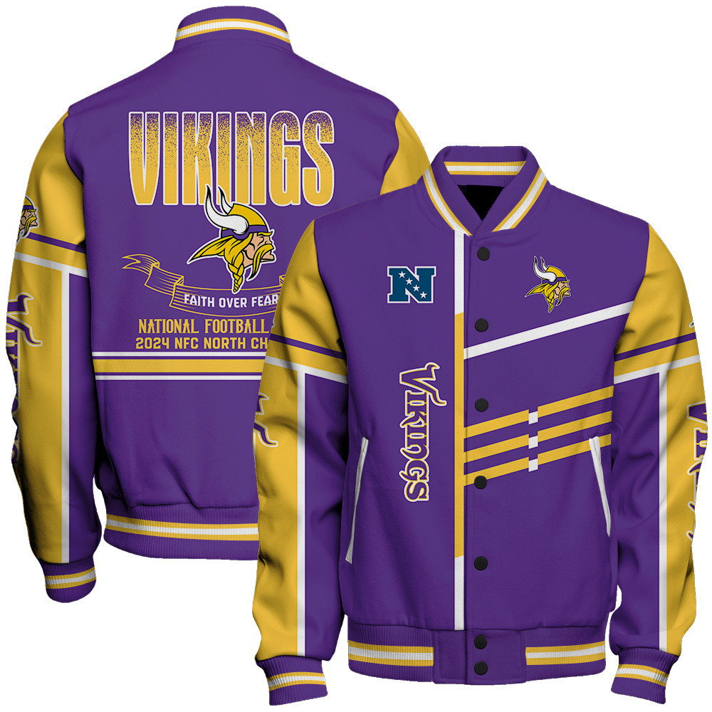 Minnesota Vikings NFC North Champions Unique Varsity Jacket - Famjoys Minnesota Vikings NFC North Champions Unique Varsity Jacket - Famjoys