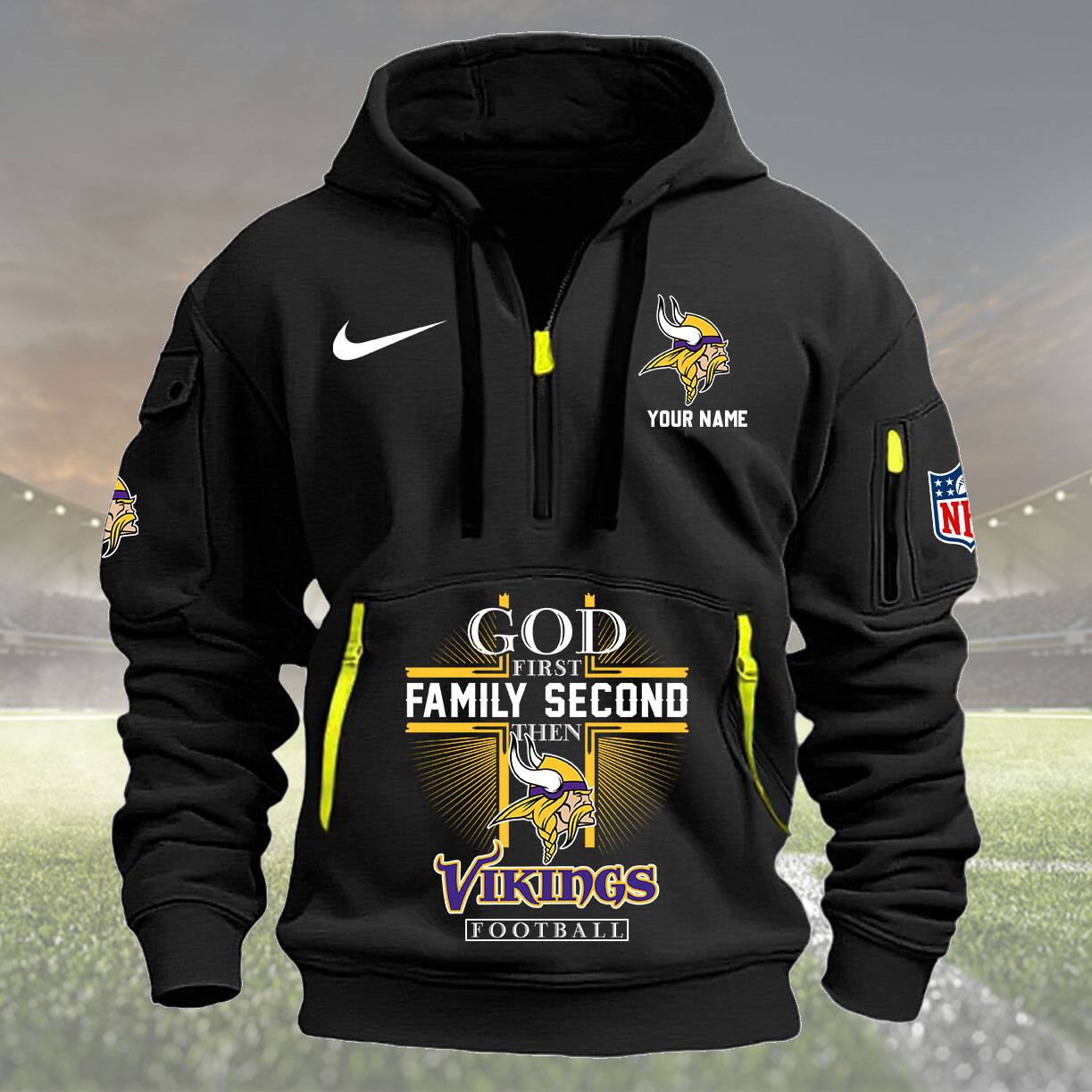 Minnesota Vikings Personalized Quarter Zip Hoodie New Collection AZBTQZH000258 - Famjoys Minnesota Vikings Personalized Quarter Zip Hoodie New Collection AZBTQZH000258 - Famjoys
