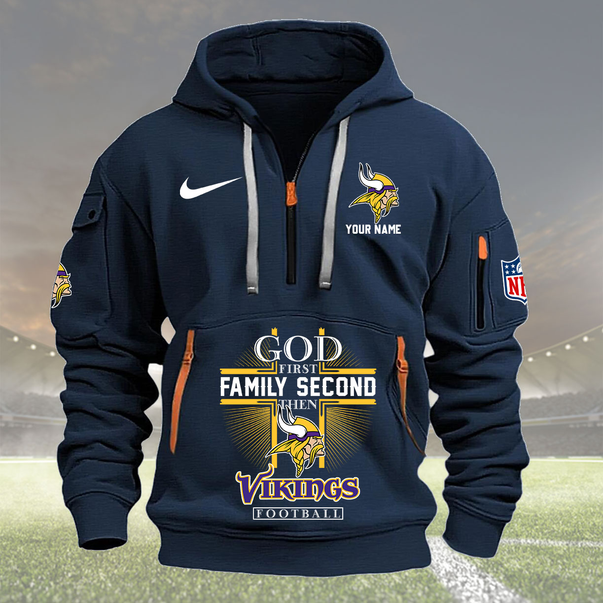 Minnesota Vikings Personalized Quarter Zip Hoodie New Collection AZBTQZH000258 - Famjoys Minnesota Vikings Personalized Quarter Zip Hoodie New Collection AZBTQZH000258 - Famjoys