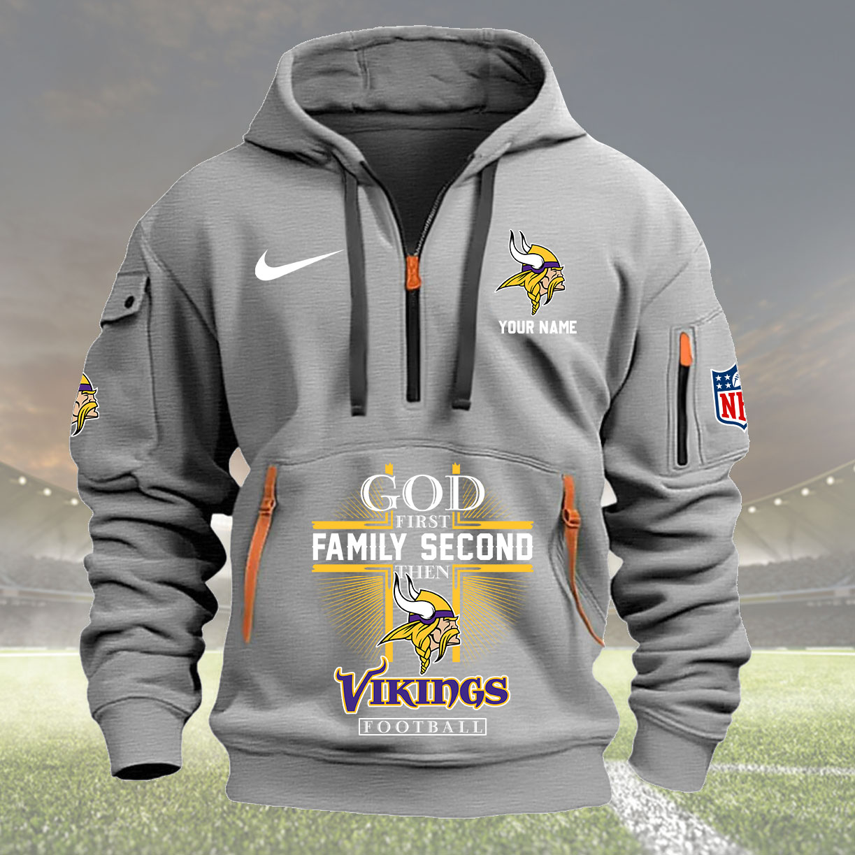 Minnesota Vikings Personalized Quarter Zip Hoodie New Collection AZBTQZH000258 - Famjoys Minnesota Vikings Personalized Quarter Zip Hoodie New Collection AZBTQZH000258 - Famjoys