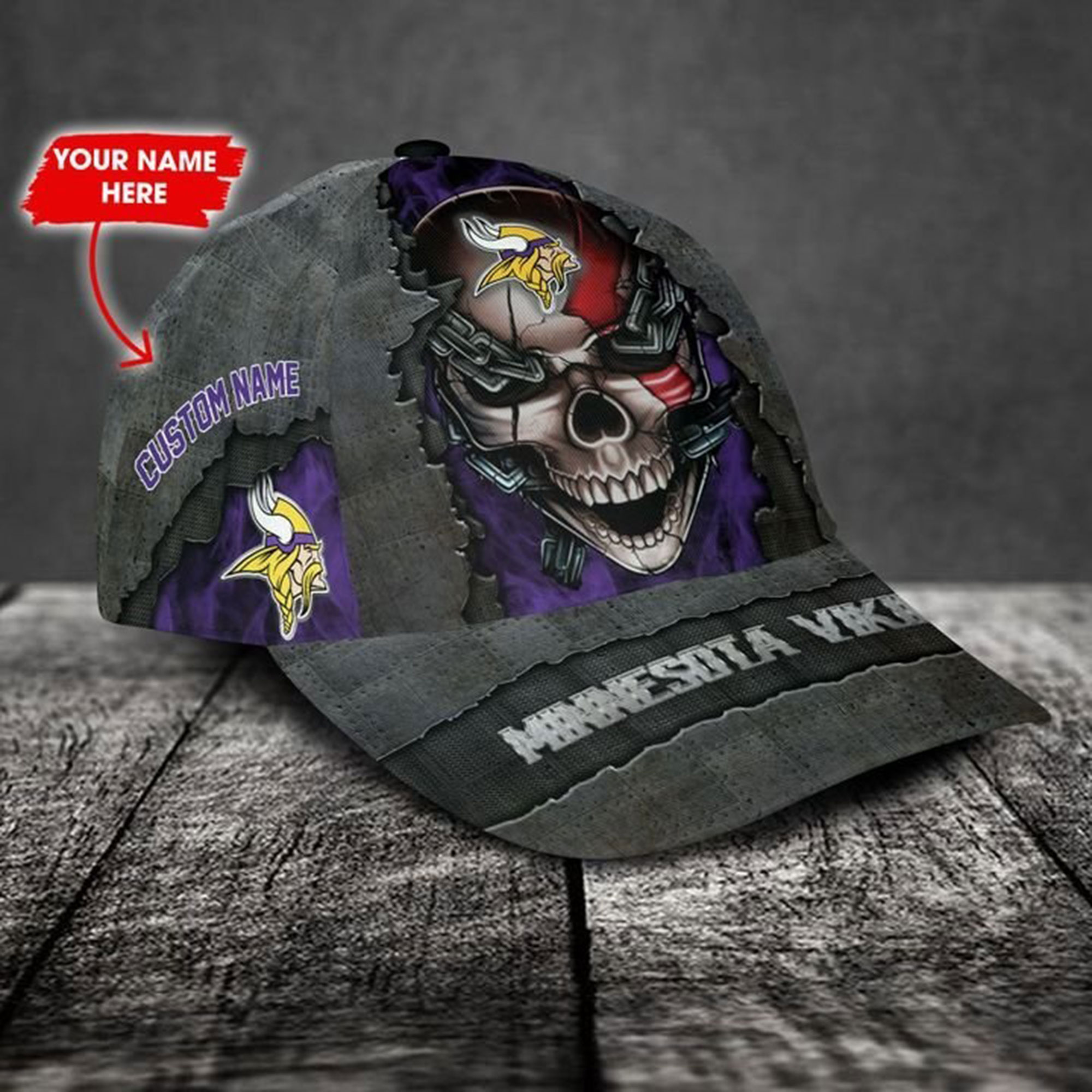 Minnesota Vikings-Personalized Skull Cap V3 - Famjoys Minnesota Vikings-Personalized Skull Cap V3 - Famjoys