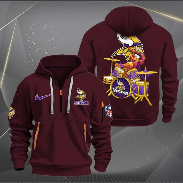 Minnesota Vikings Premium Personalized Quarter Zip Hoodie AZBTCQZH000021 - Famjoys Minnesota Vikings Premium Personalized Quarter Zip Hoodie AZBTCQZH000021 - Famjoys