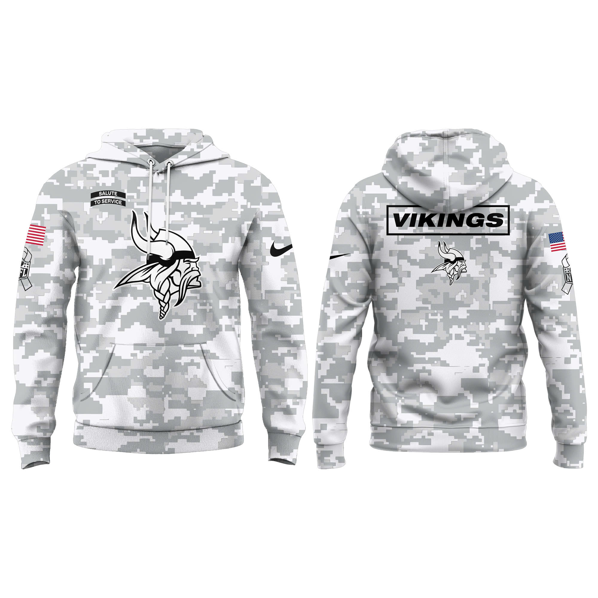 Minnesota Vikings Salute to Service Club Fleece Pullover Hoodie - Famjoys Minnesota Vikings Salute to Service Club Fleece Pullover Hoodie - Famjoys