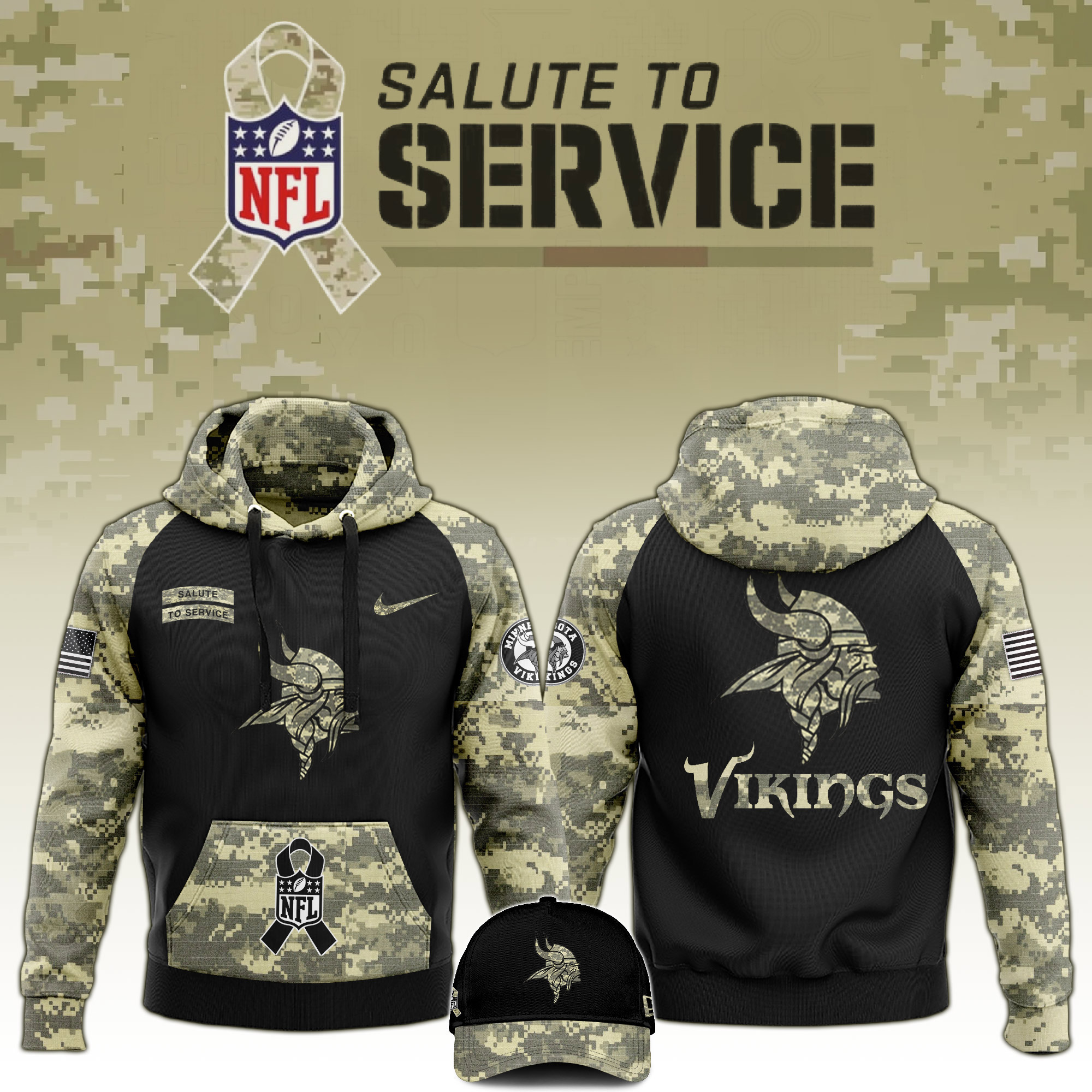 Minnesota Vikings Veterans Day Hoodie - Famjoys Minnesota Vikings Veterans Day Hoodie - Famjoys