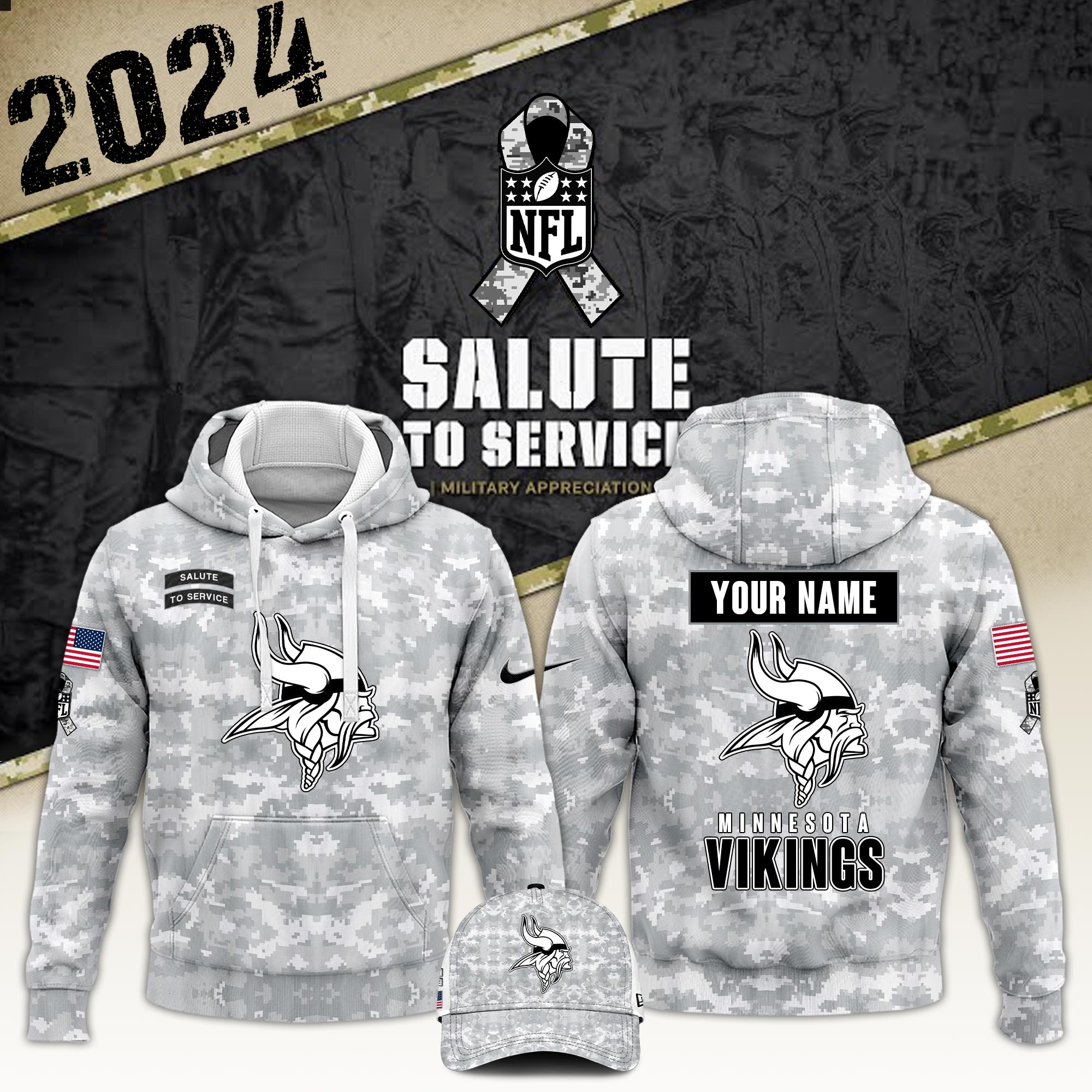 Minnesota Vikings  Veterans Day Hoodie