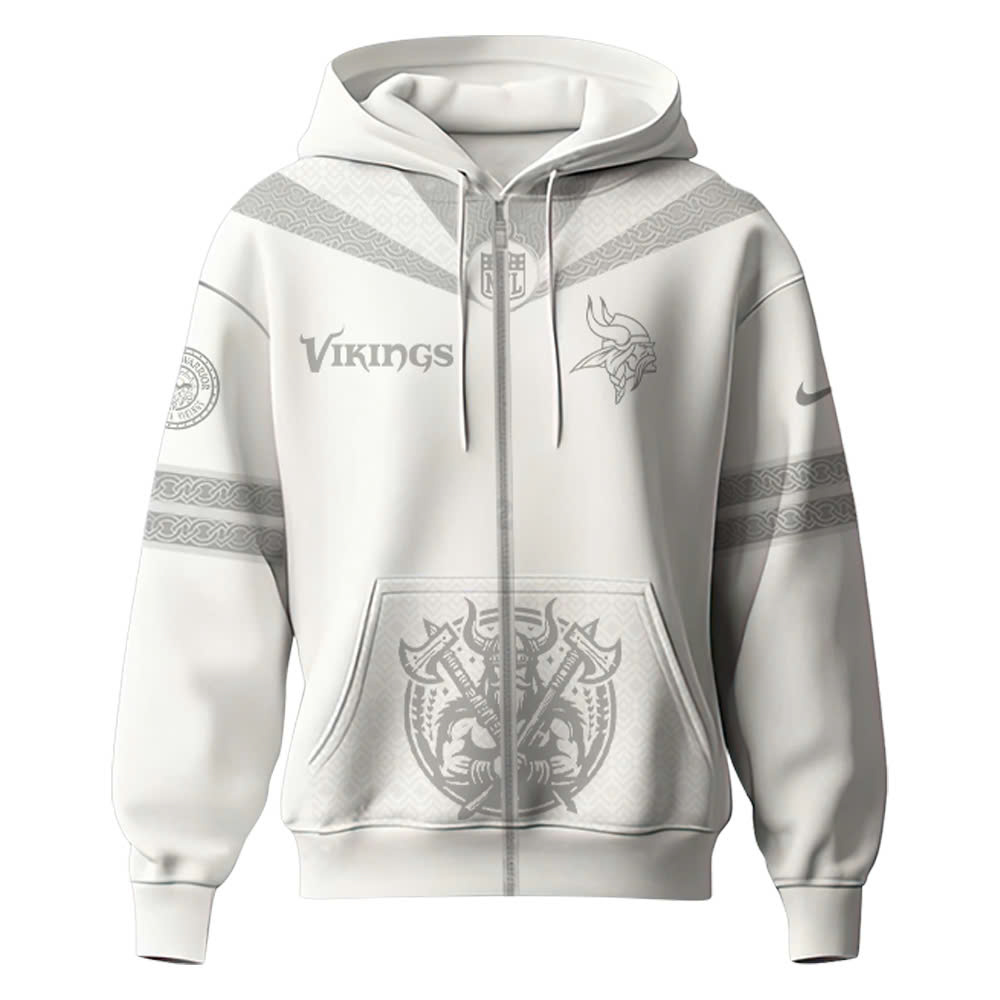 Minnesota Vikings Winter Warrior Zip Hoodie - Famjoys Minnesota Vikings Winter Warrior Zip Hoodie - Famjoys