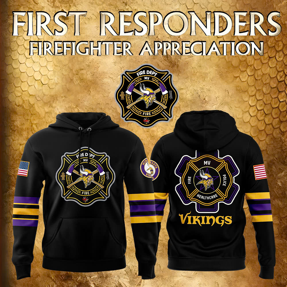 Minnesota Vikings x Firefighter Appreciation Night Premium Pullover Hoodie - Famjoys Minnesota Vikings x Firefighter Appreciation Night Premium Pullover Hoodie - Famjoys