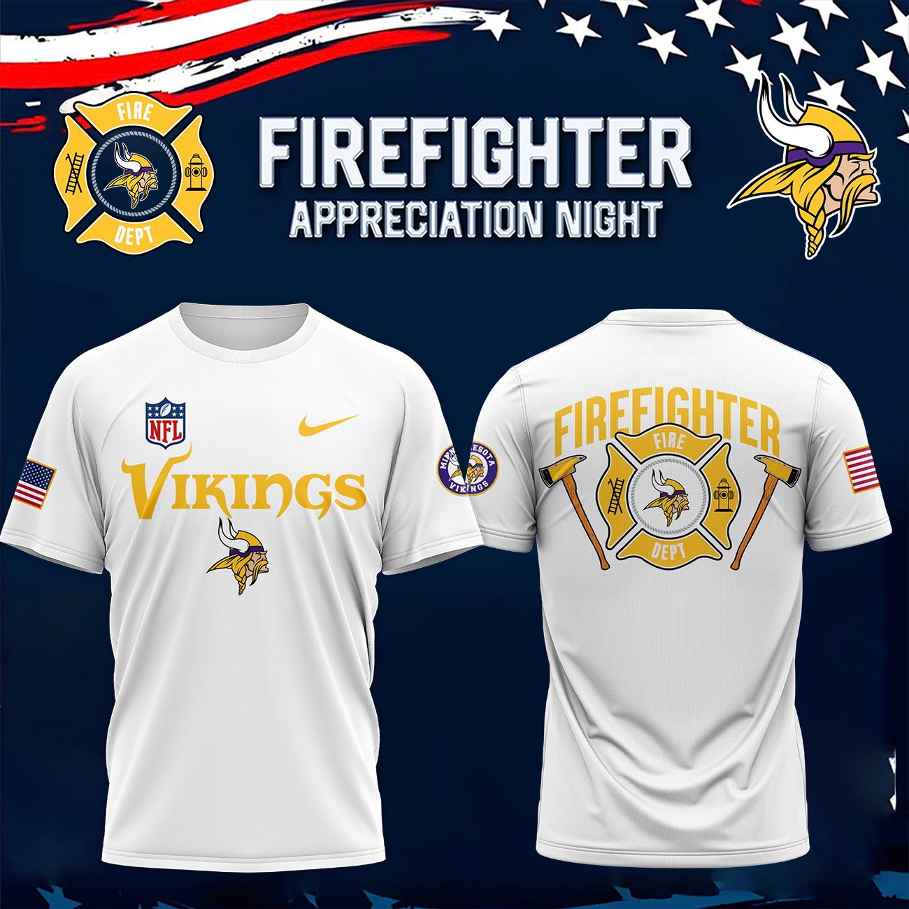 Minnesota Vikings x Firefighter Appreciation Night Premium Tee - Famjoys Minnesota Vikings x Firefighter Appreciation Night Premium Tee - Famjoys