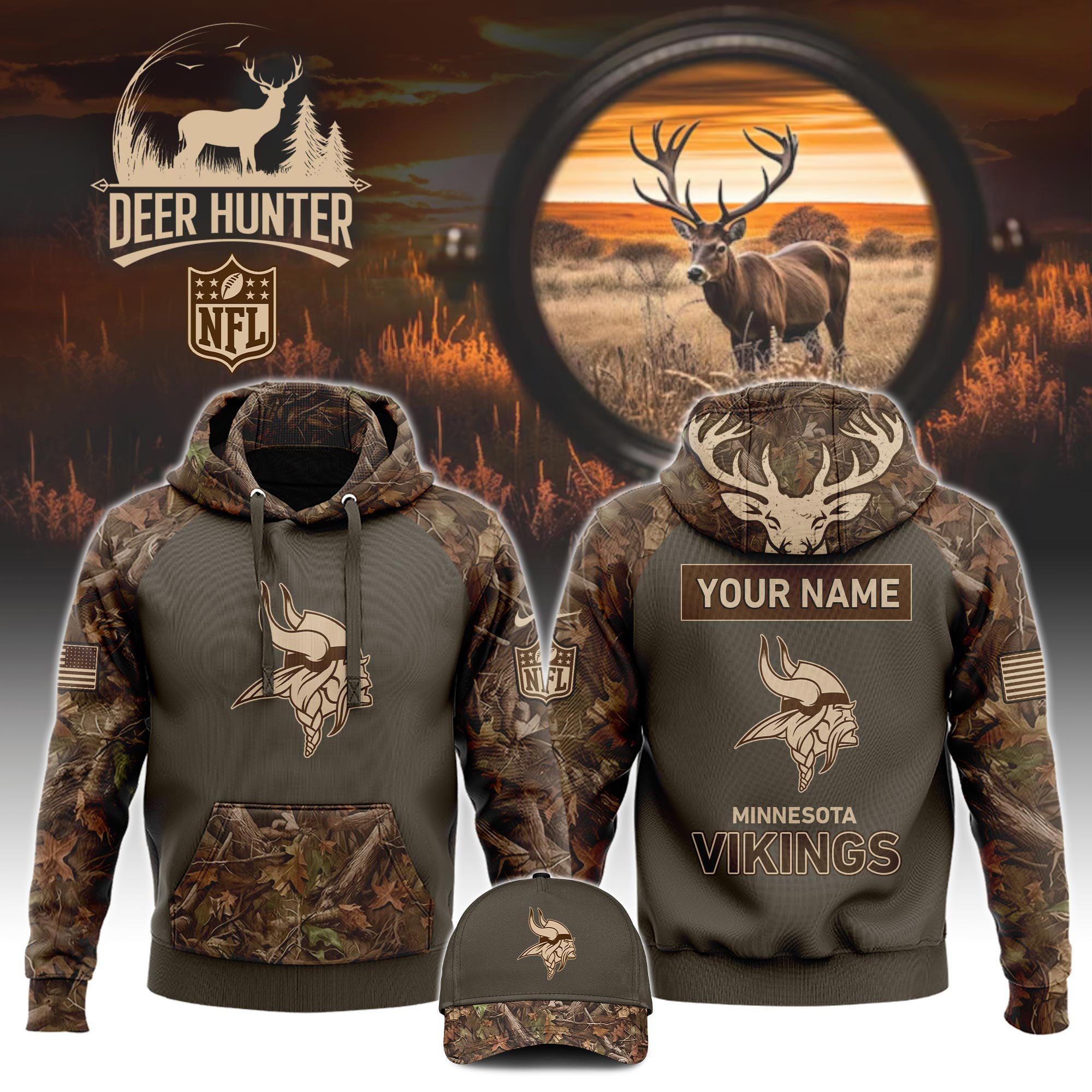 Minnesota Vikings x Hunting Hoodie s V2 - Famjoys Minnesota Vikings x Hunting Hoodie s V2 - Famjoys