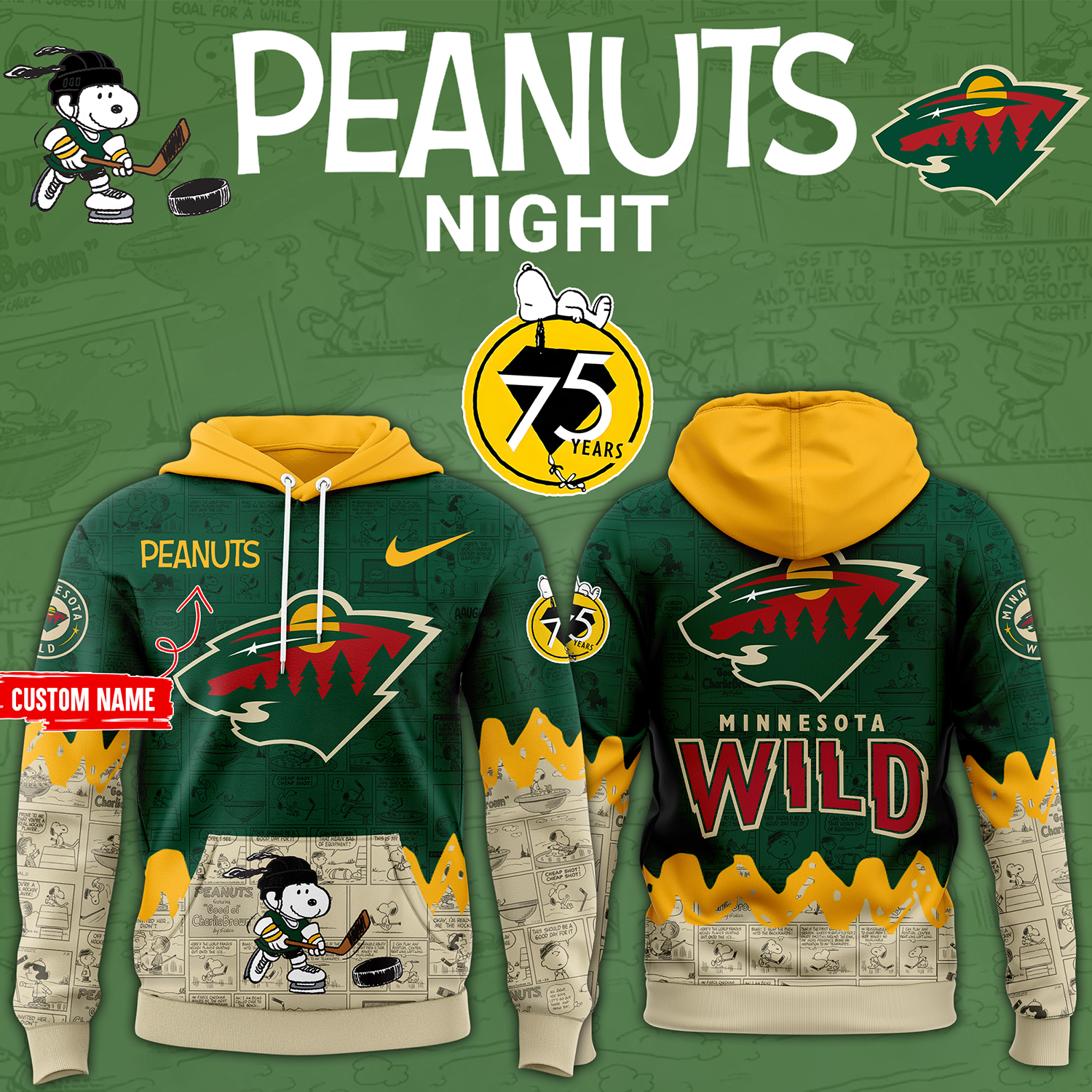 Minnesota Wild 75th Anniversary of Hoodie - Famjoys Minnesota Wild 75th Anniversary of Hoodie - Famjoys