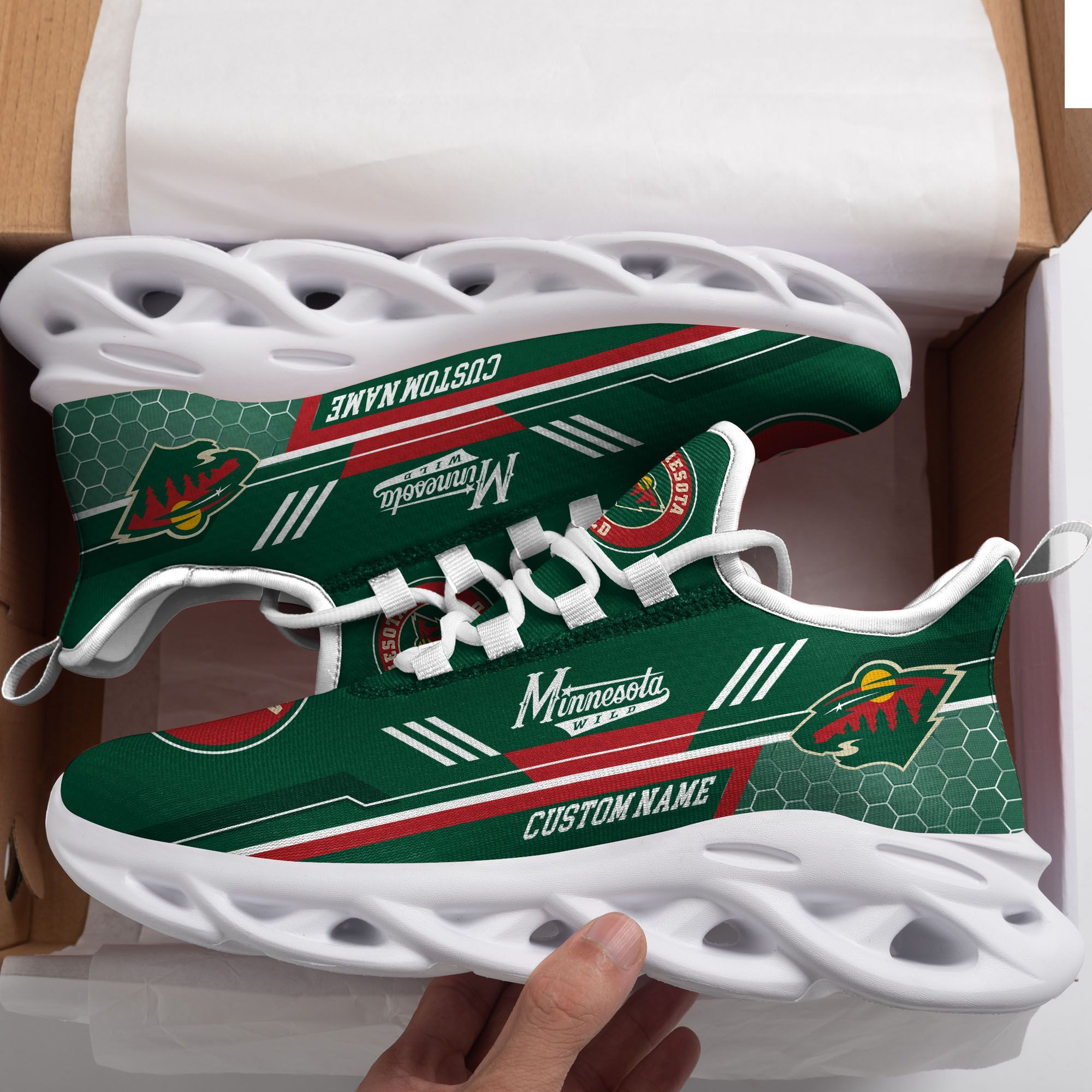 Minnesota Wild Custom Personalized Max Soul Sneakers Shoes - Famjoys Minnesota Wild Custom Personalized Max Soul Sneakers Shoes - Famjoys