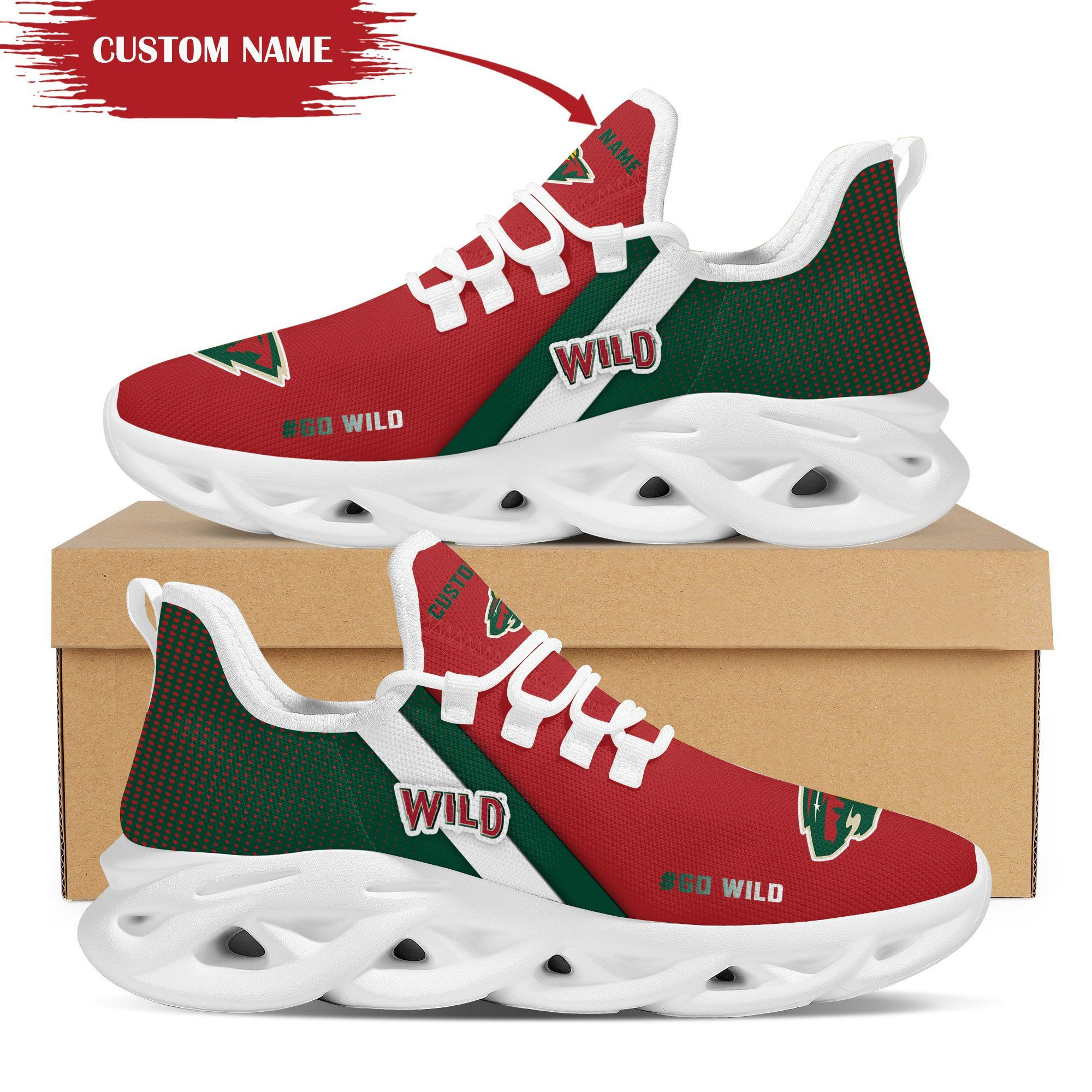 Minnesota Wild Custom Personalized Max Soul Sneakers Shoes - Famjoys Minnesota Wild Custom Personalized Max Soul Sneakers Shoes - Famjoys