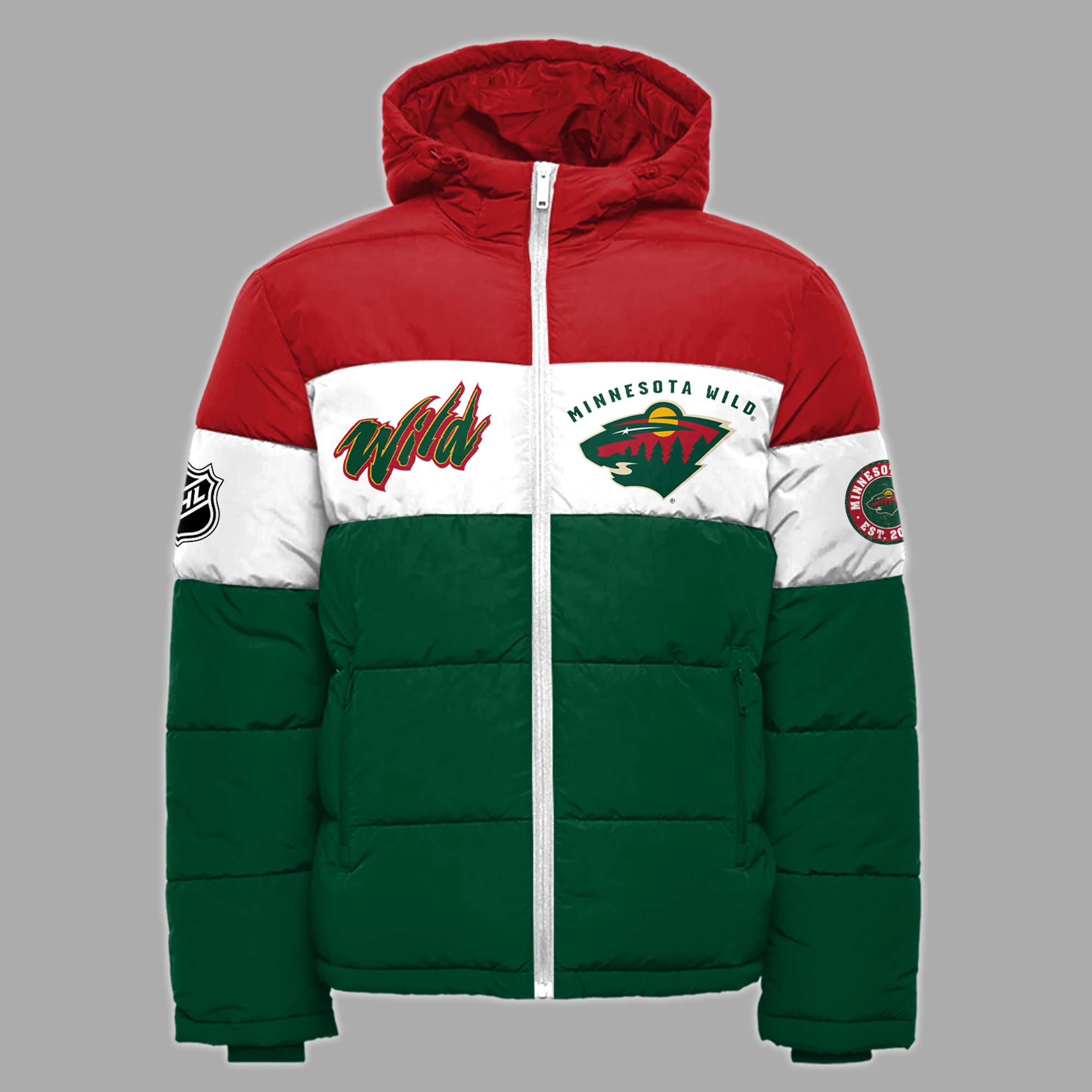 Minnesota Wild Premium 3D Down Jacket & Bobble Hat - Famjoys Minnesota Wild Premium 3D Down Jacket & Bobble Hat - Famjoys