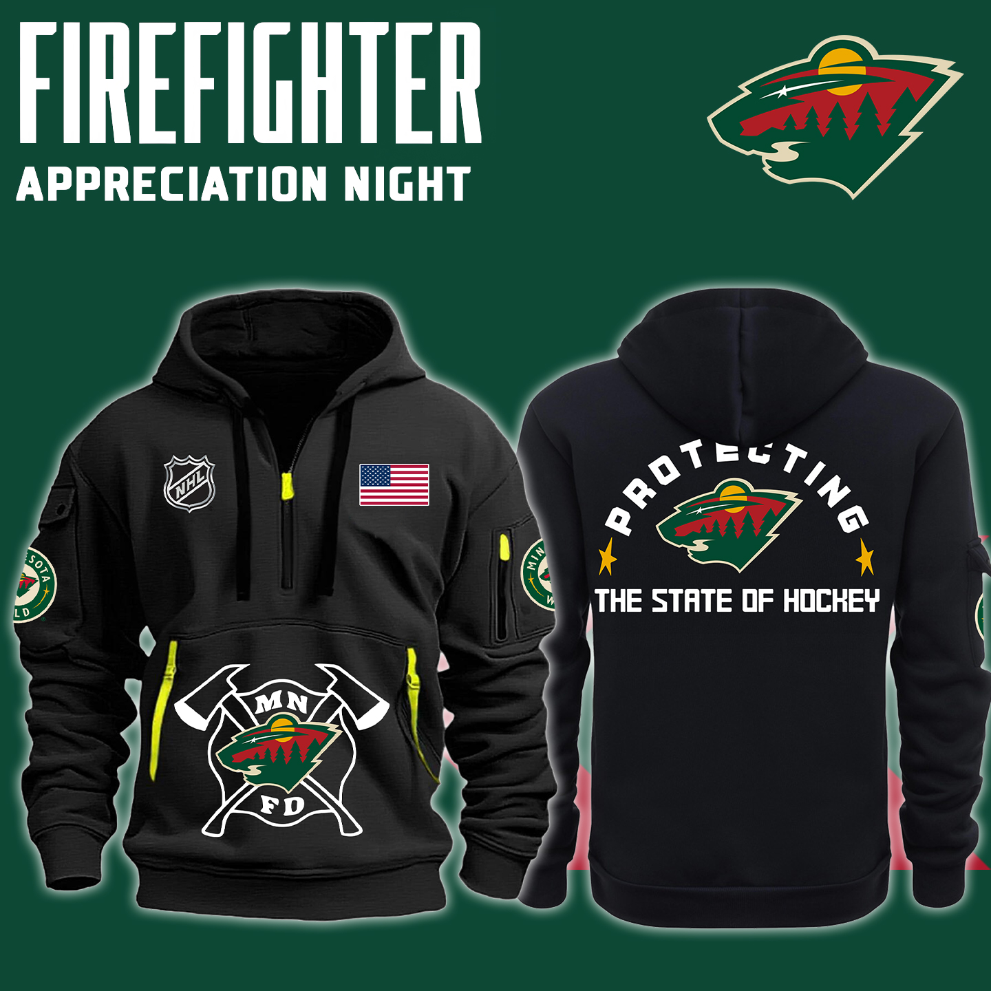 Minnesota Wild x Firefighter Appreciation Night Premium Hoodie - Famjoys Minnesota Wild x Firefighter Appreciation Night Premium Hoodie - Famjoys