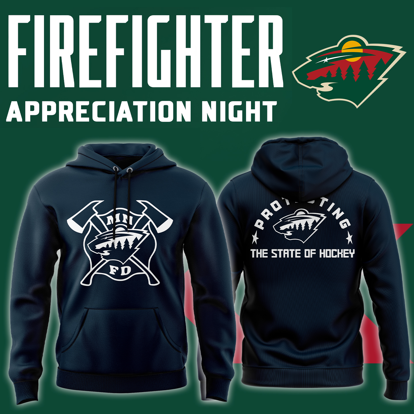 Minnesota Wild x Firefighter Appreciation Night Premium Hoodie v2 - Famjoys Minnesota Wild x Firefighter Appreciation Night Premium Hoodie v2 - Famjoys