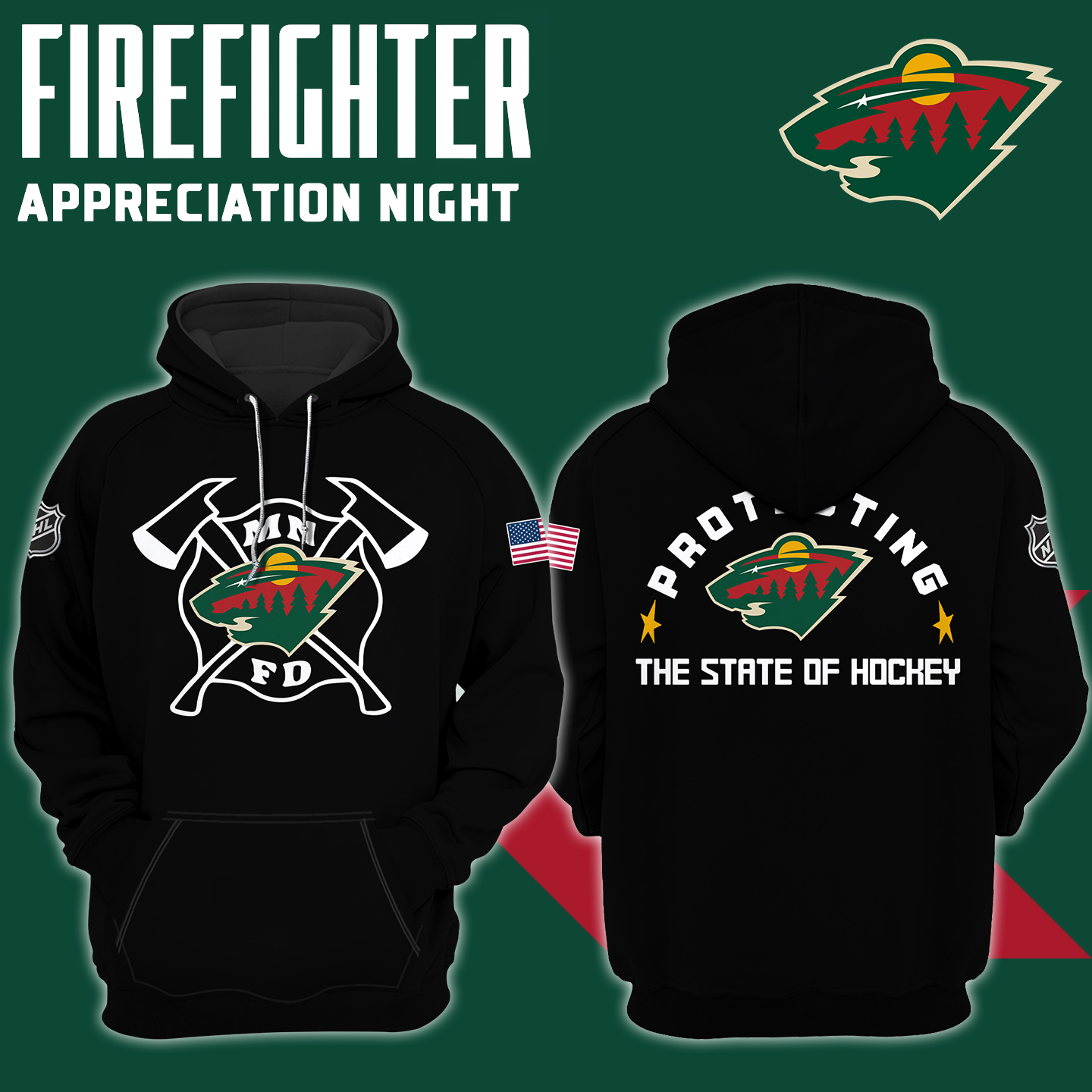 Minnesota Wild x Firefighter Appreciation Night Premium Pullover Hoodie - Famjoys Minnesota Wild x Firefighter Appreciation Night Premium Pullover Hoodie - Famjoys