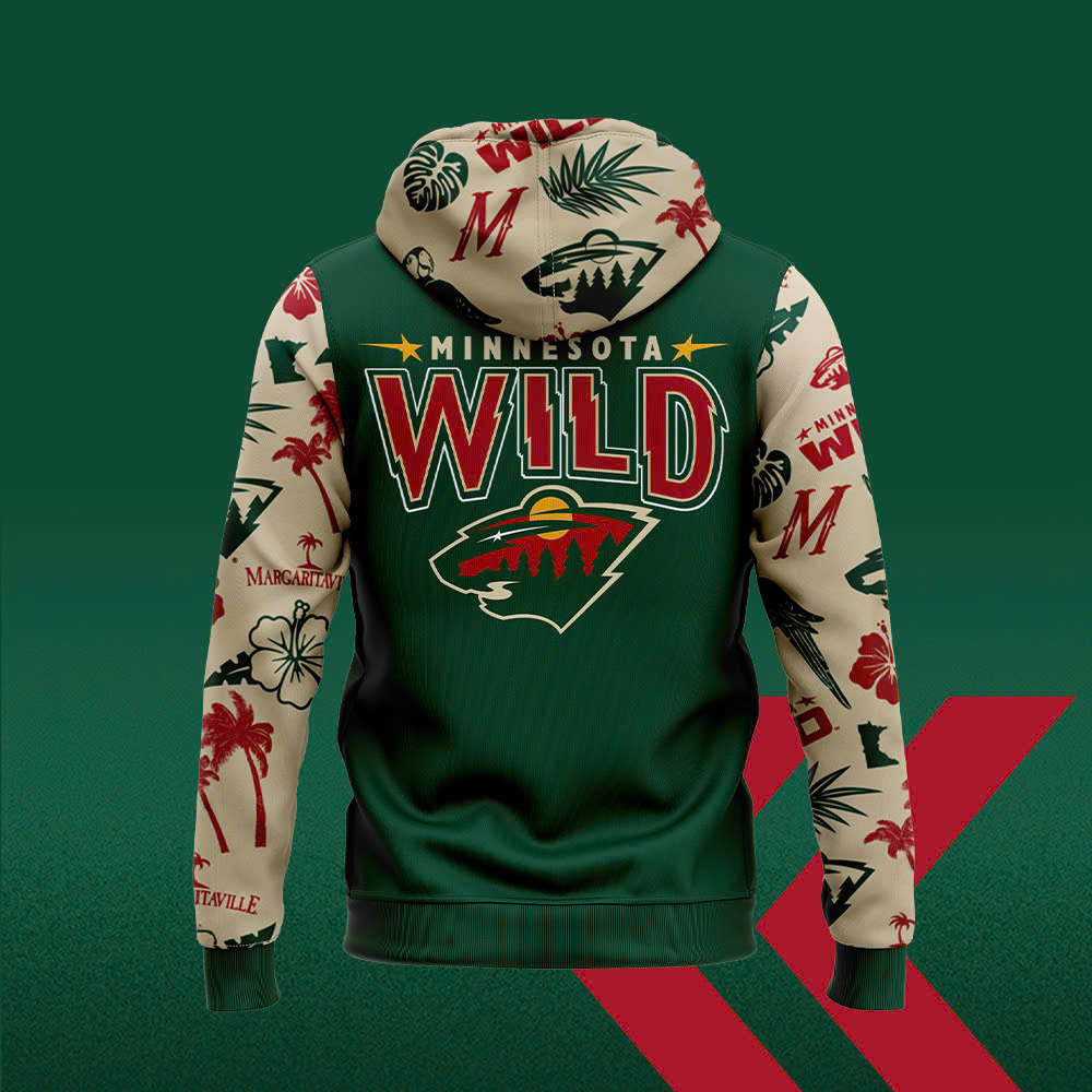 Minnesota Wild x Margaritaville Night Premium Pullover Zip Hoodie - Famjoys Minnesota Wild x Margaritaville Night Premium Pullover Zip Hoodie - Famjoys
