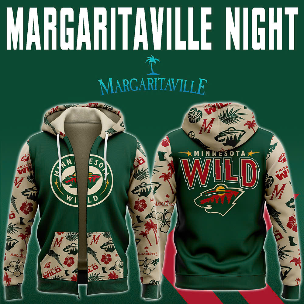 Minnesota Wild x Margaritaville Night Premium Pullover Zip Hoodie - Famjoys Minnesota Wild x Margaritaville Night Premium Pullover Zip Hoodie - Famjoys