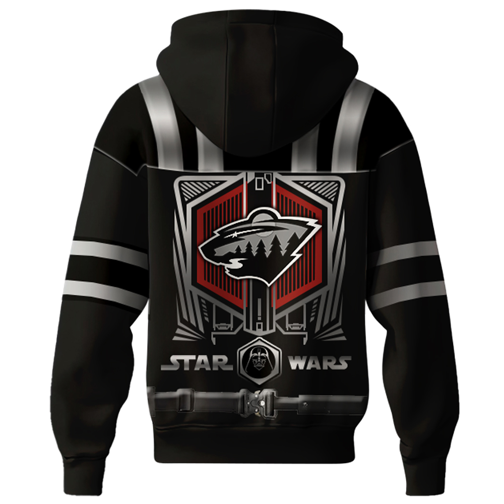 Minnesota Wild x Star Wars Night Black Hockey Hoodie - Famjoys Minnesota Wild x Star Wars Night Black Hockey Hoodie - Famjoys