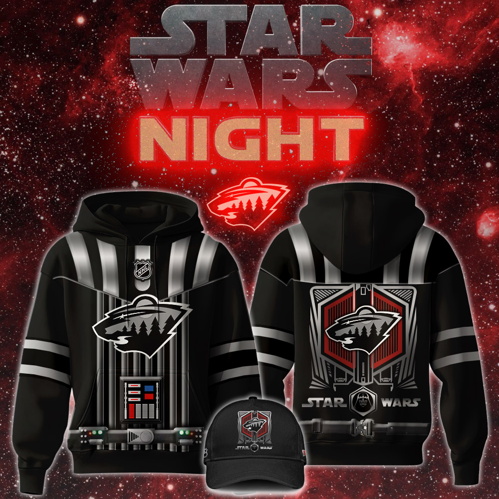 Minnesota Wild x Star Wars Night Black Hockey Hoodie - Famjoys Minnesota Wild x Star Wars Night Black Hockey Hoodie - Famjoys