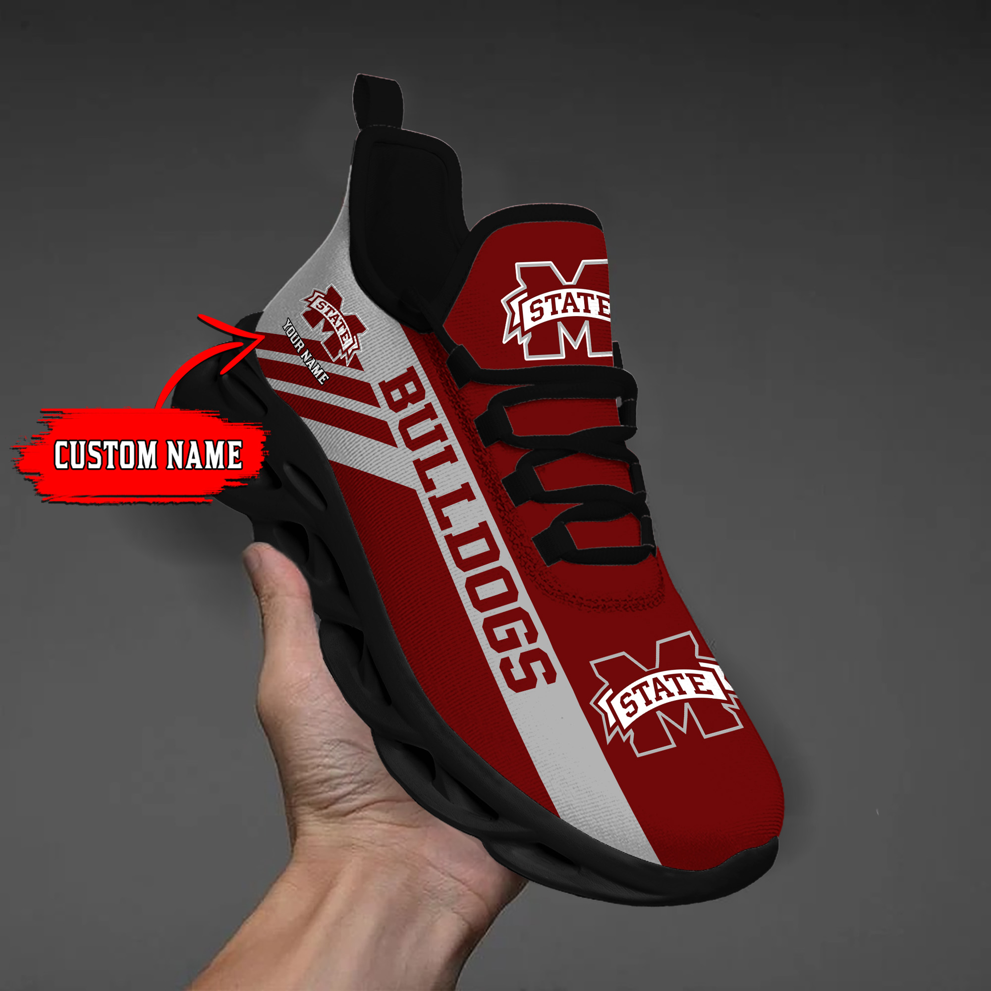 Mississippi State Bulldogs Custom Name PERSONALIZED MAX SOUL SHOES DS004 - Famjoys Mississippi State Bulldogs Custom Name PERSONALIZED MAX SOUL SHOES DS004 - Famjoys