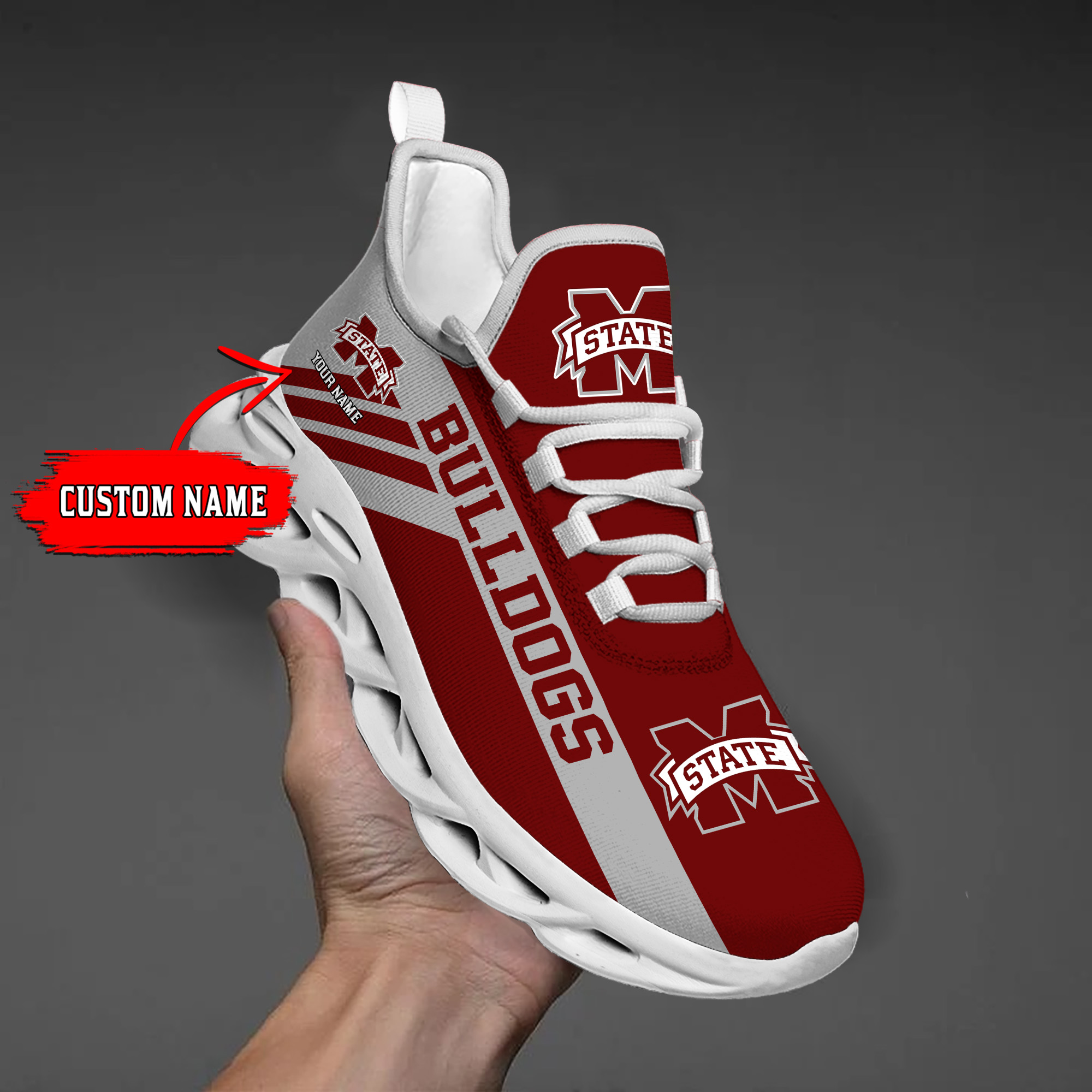 Mississippi State Bulldogs Custom Name PERSONALIZED MAX SOUL SHOES DS004 - Famjoys Mississippi State Bulldogs Custom Name PERSONALIZED MAX SOUL SHOES DS004 - Famjoys