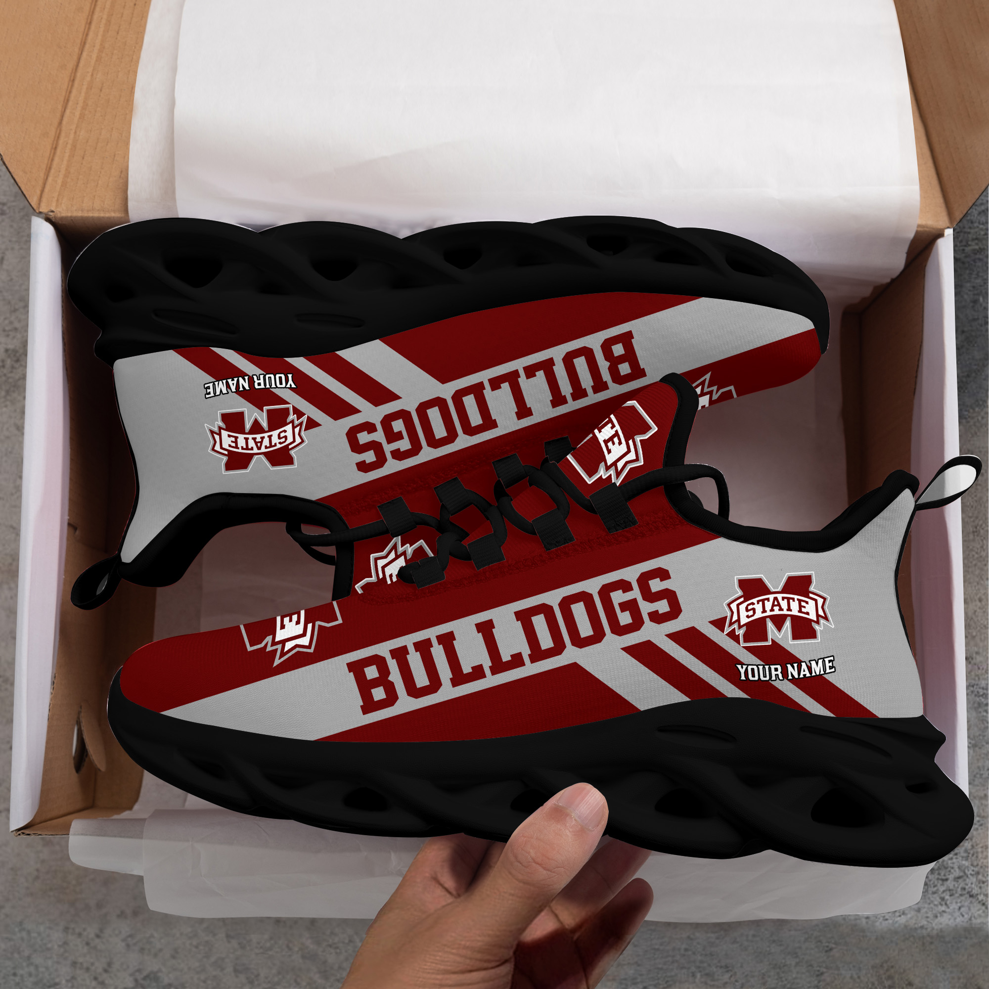 Mississippi State Bulldogs Custom Name PERSONALIZED MAX SOUL SHOES DS004 - Famjoys Mississippi State Bulldogs Custom Name PERSONALIZED MAX SOUL SHOES DS004 - Famjoys