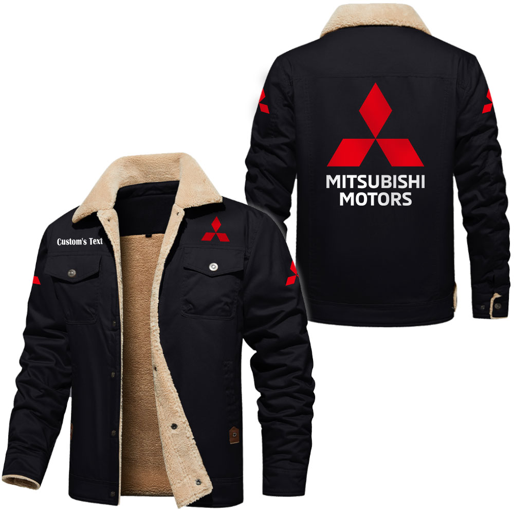 Mitsubishi Cargo Fleece Lined Cotton Jacket Multicolor, vintage style, customize name 