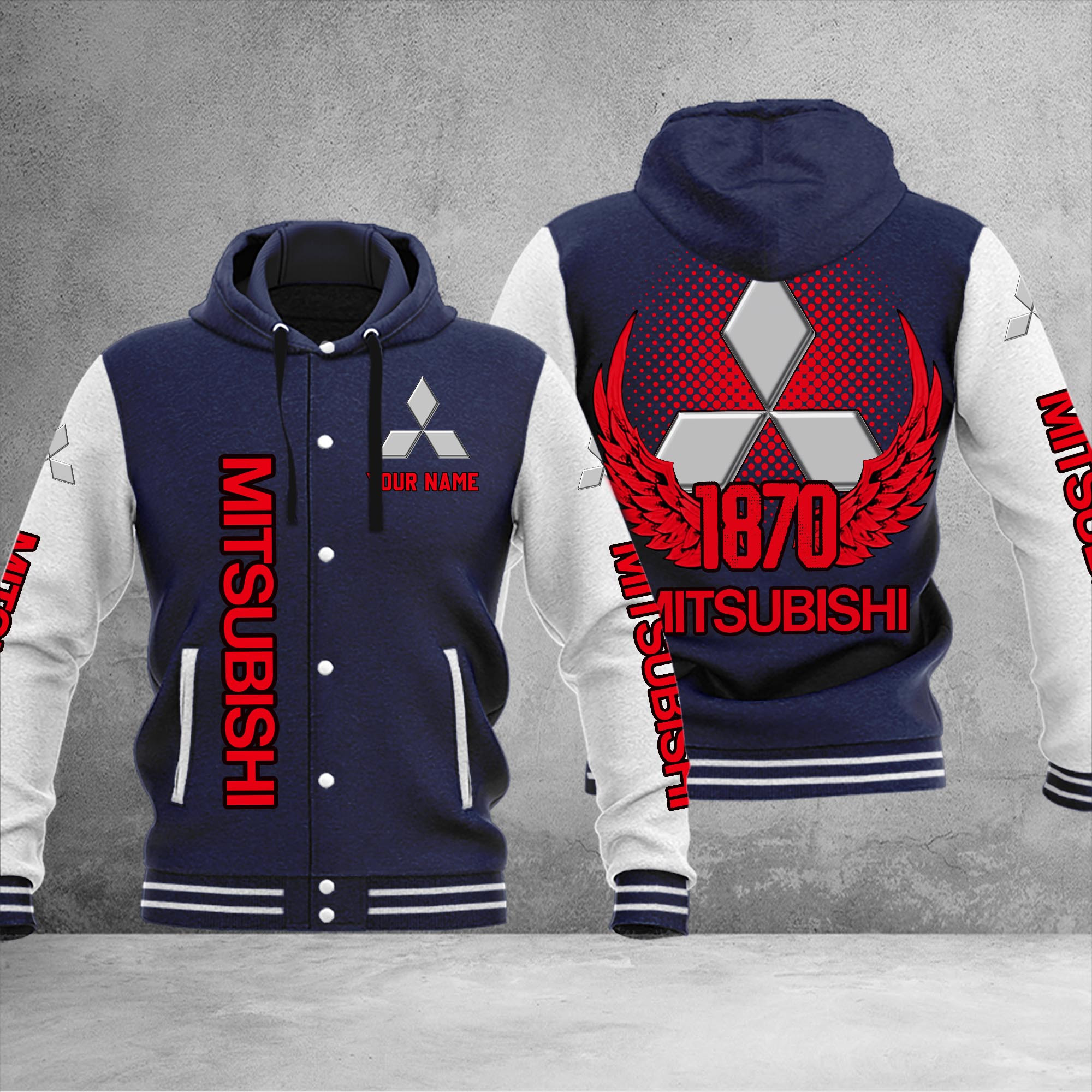 Mitsubishi DMHJ1063 Baseball Jacket Multicolor - Famjoys Mitsubishi DMHJ1063 Baseball Jacket Multicolor - Famjoys