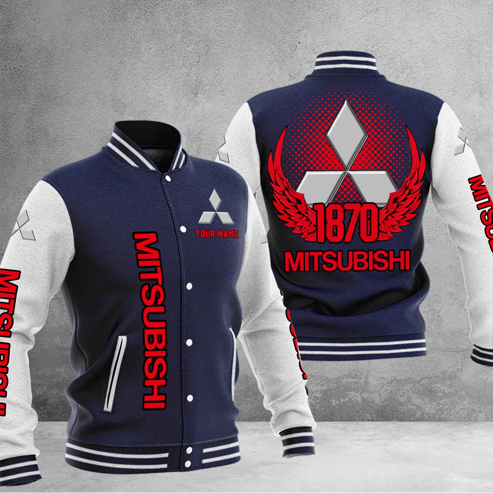 Mitsubishi DMHJ1063 Baseball Jacket Multicolor - Famjoys Mitsubishi DMHJ1063 Baseball Jacket Multicolor - Famjoys