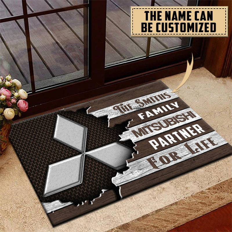 Mitsubishi Doormat Custom Name, Multicolor - Famjoys Mitsubishi Doormat Custom Name, Multicolor - Famjoys