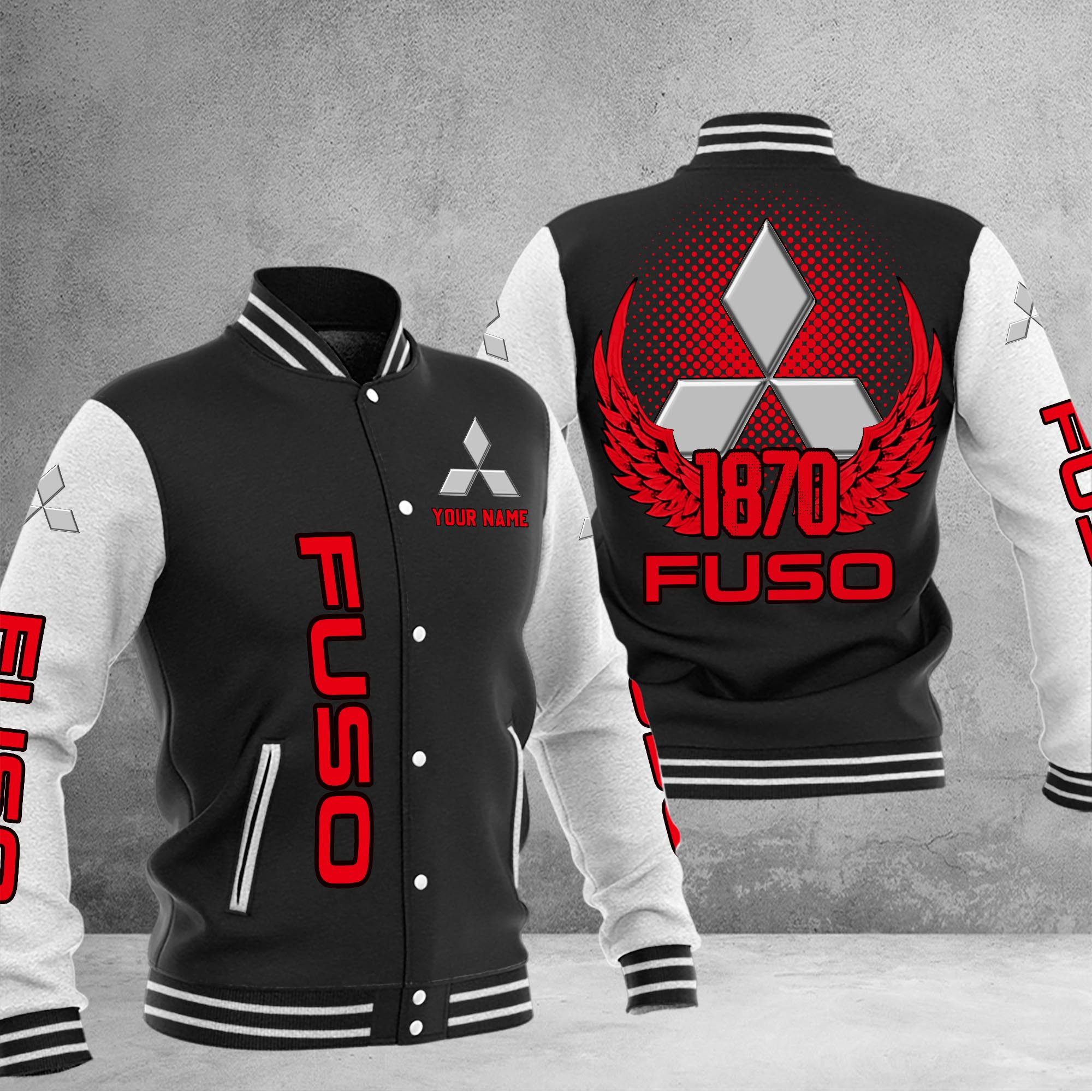 Mitsubishi Fuso DMHJ1188 Baseball Jacket Multicolor - Famjoys Mitsubishi Fuso DMHJ1188 Baseball Jacket Multicolor - Famjoys