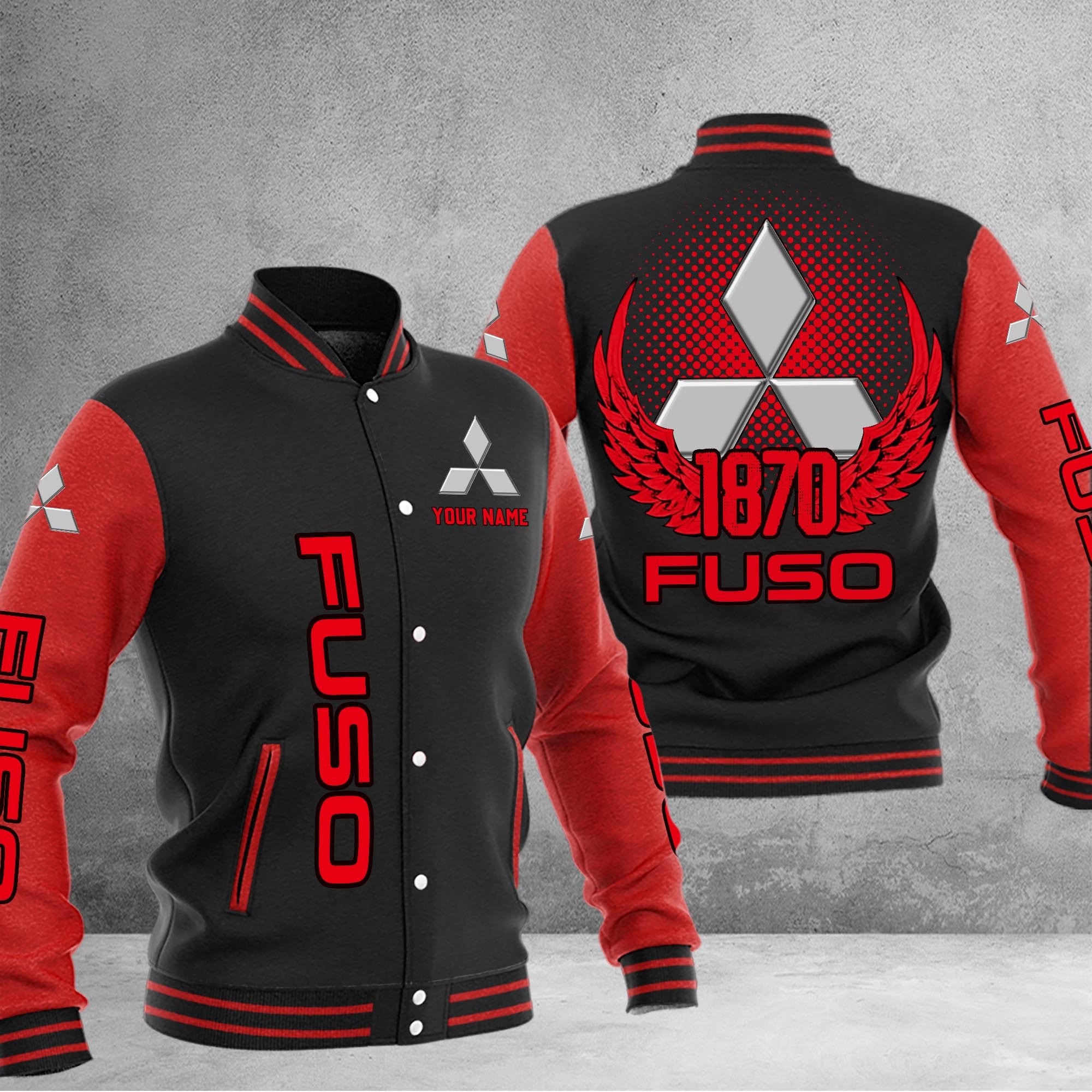 Mitsubishi Fuso DMHJ1188 Baseball Jacket Multicolor - Famjoys Mitsubishi Fuso DMHJ1188 Baseball Jacket Multicolor - Famjoys