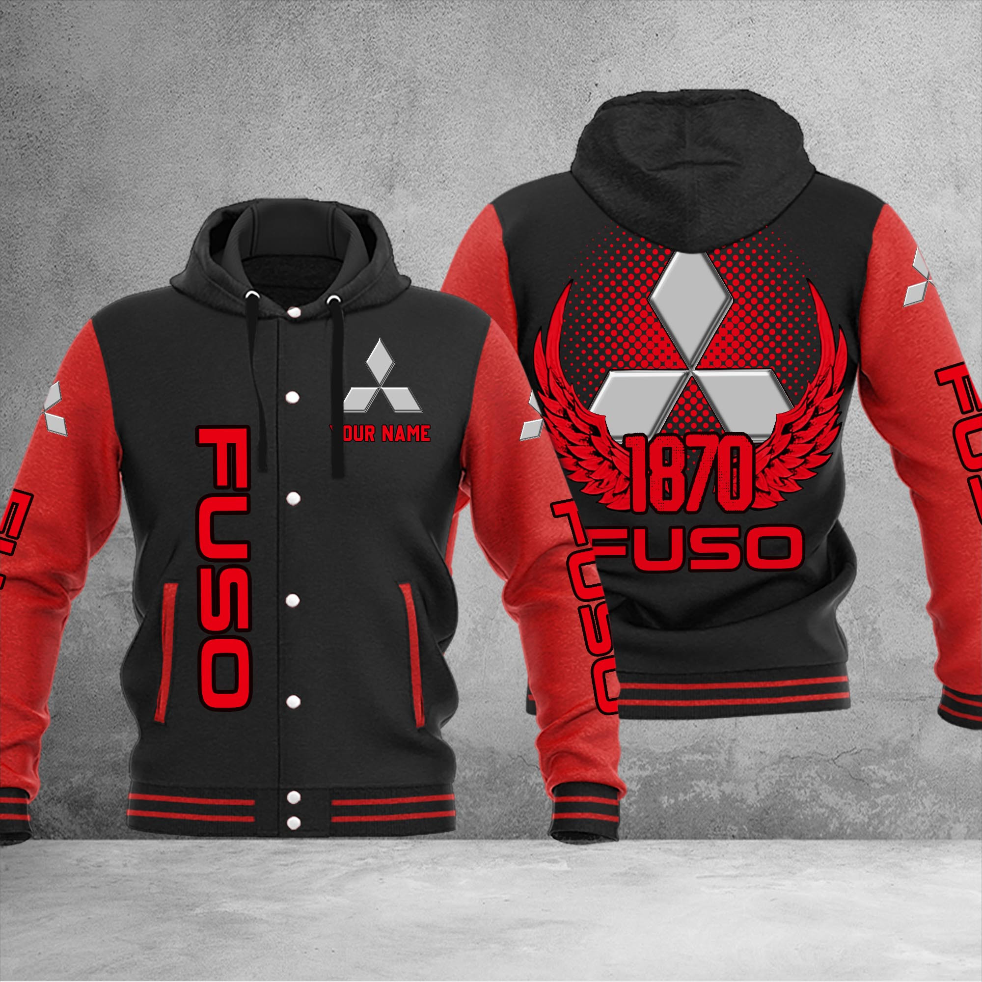 Mitsubishi Fuso DMHJ1188 Baseball Jacket Multicolor - Famjoys Mitsubishi Fuso DMHJ1188 Baseball Jacket Multicolor - Famjoys