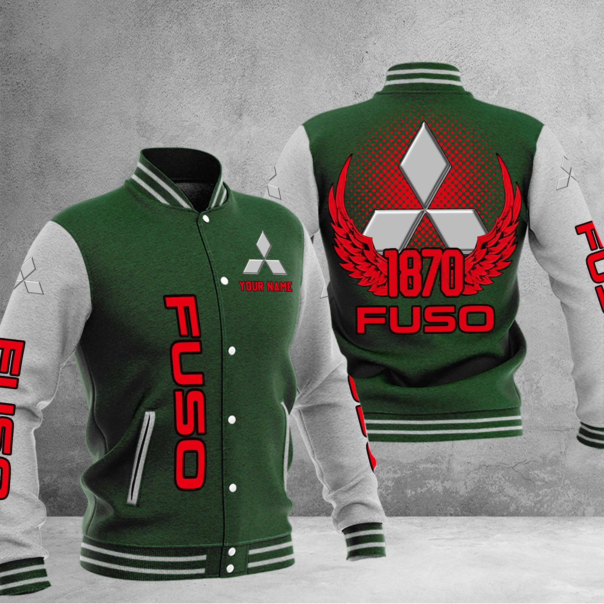 Mitsubishi Fuso DMHJ1188 Baseball Jacket Multicolor - Famjoys Mitsubishi Fuso DMHJ1188 Baseball Jacket Multicolor - Famjoys