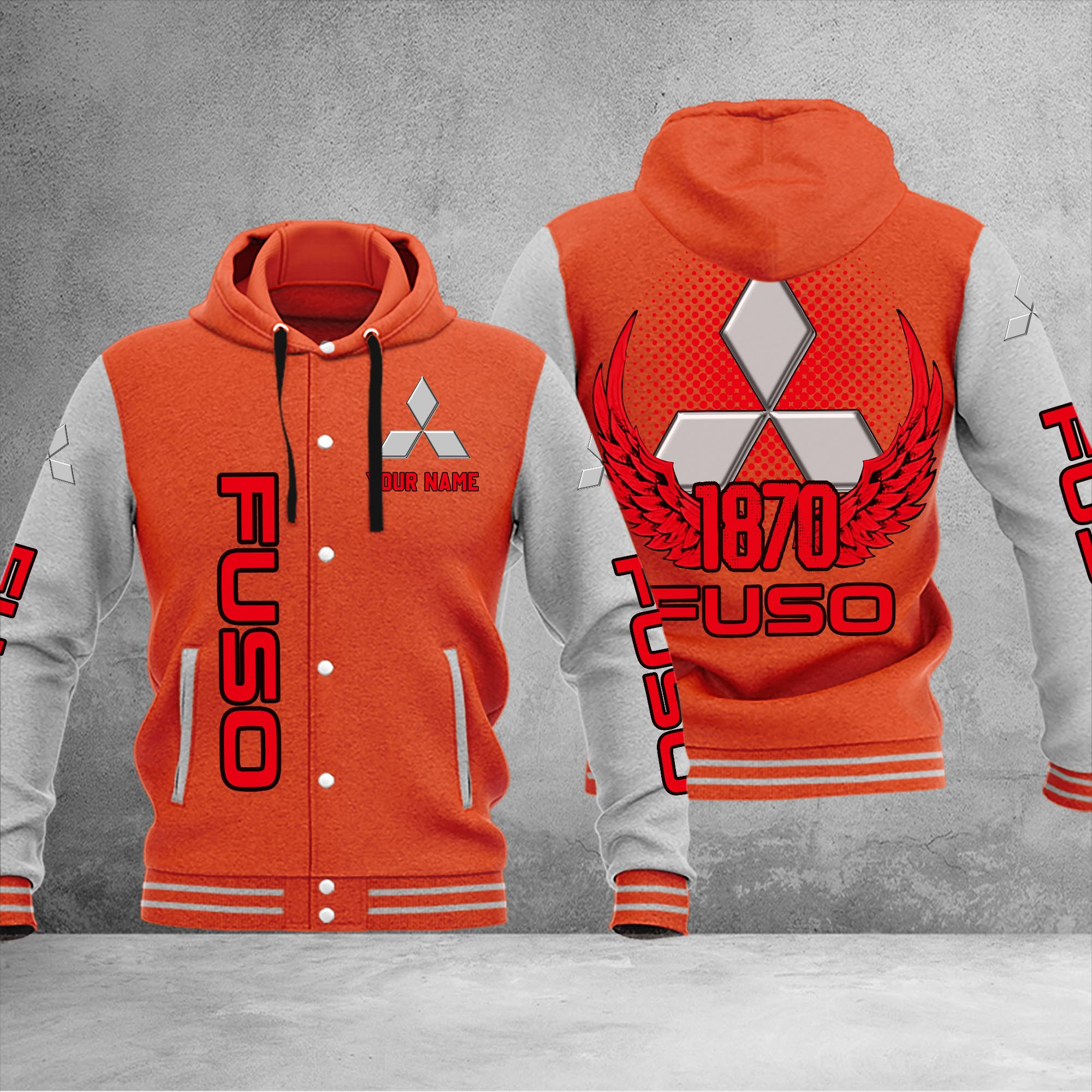 Mitsubishi Fuso DMHJ1188 Baseball Jacket Multicolor - Famjoys Mitsubishi Fuso DMHJ1188 Baseball Jacket Multicolor - Famjoys