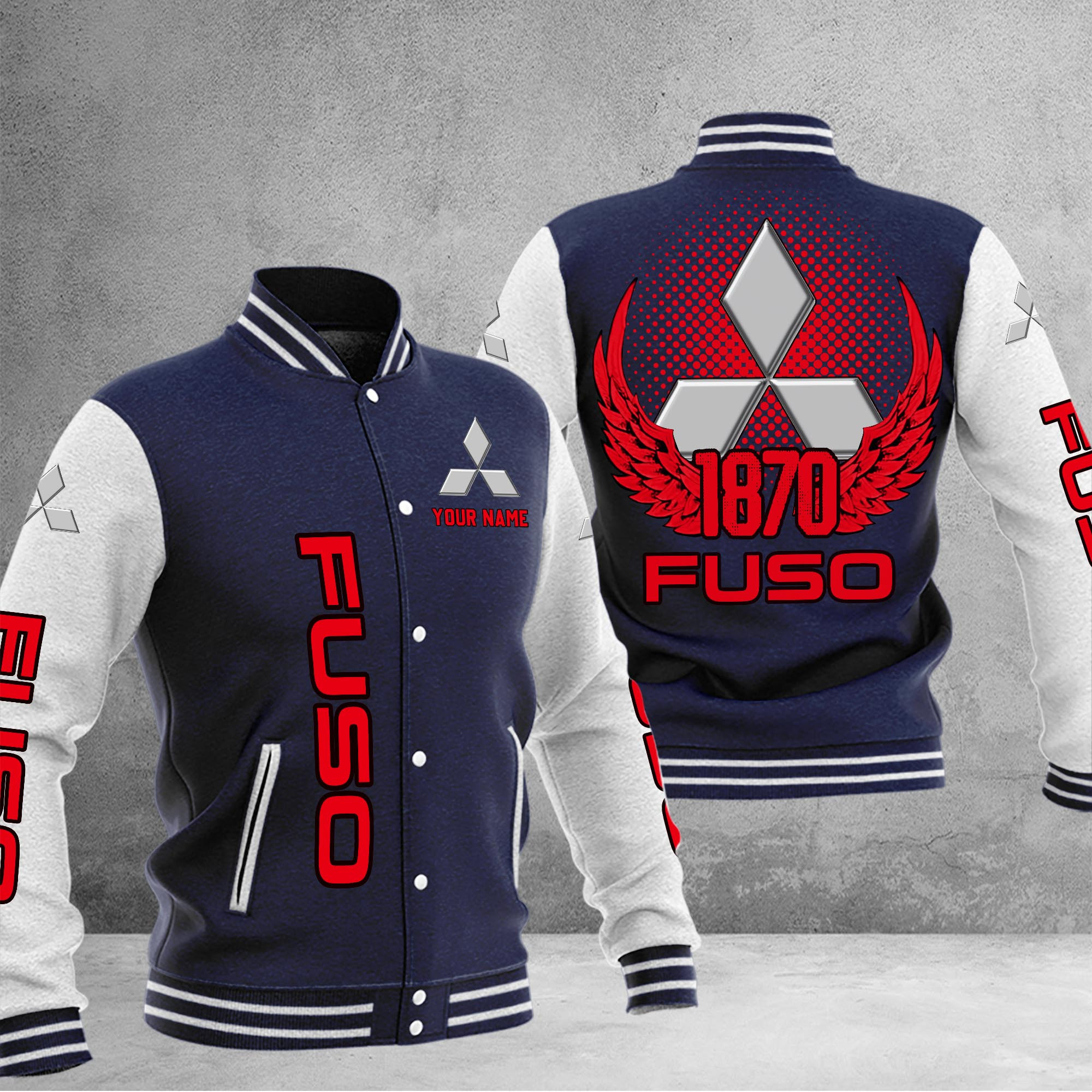Mitsubishi Fuso DMHJ1188 Baseball Jacket Multicolor - Famjoys Mitsubishi Fuso DMHJ1188 Baseball Jacket Multicolor - Famjoys