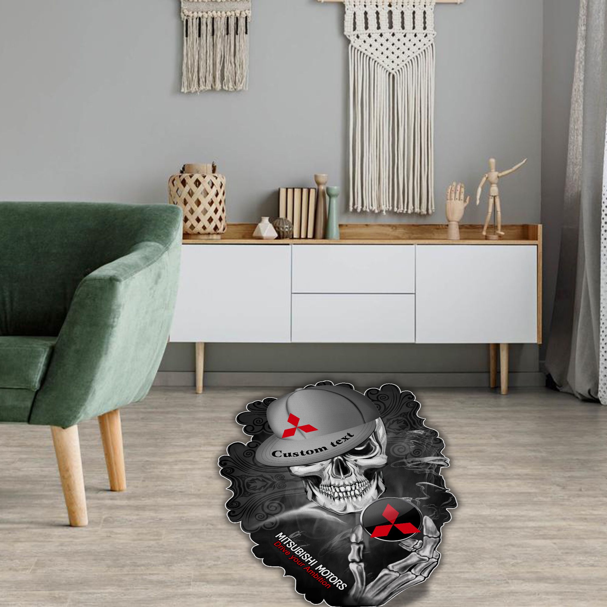 Mitsubishi Skull Shaped Luxurious Doormat, Rug Home Decor, Custom name - Famjoys Mitsubishi Skull Shaped Luxurious Doormat, Rug Home Decor, Custom name - Famjoys