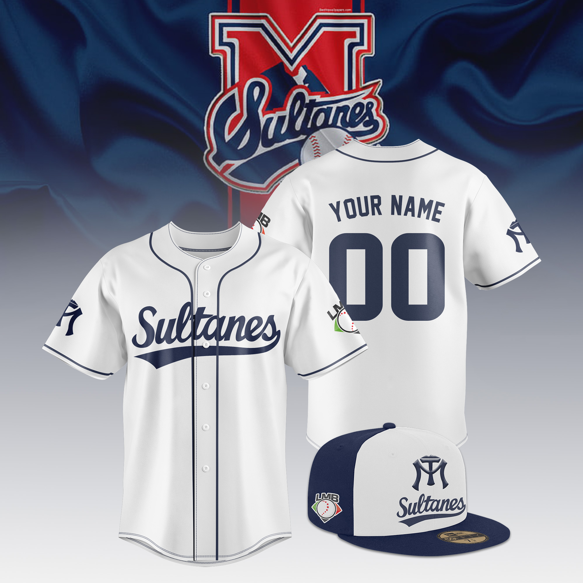 Monterrey-LMB Personalized 2023 Compo Jersey + Flat Caps - Famjoys Monterrey-LMB Personalized 2023 Compo Jersey + Flat Caps - Famjoys