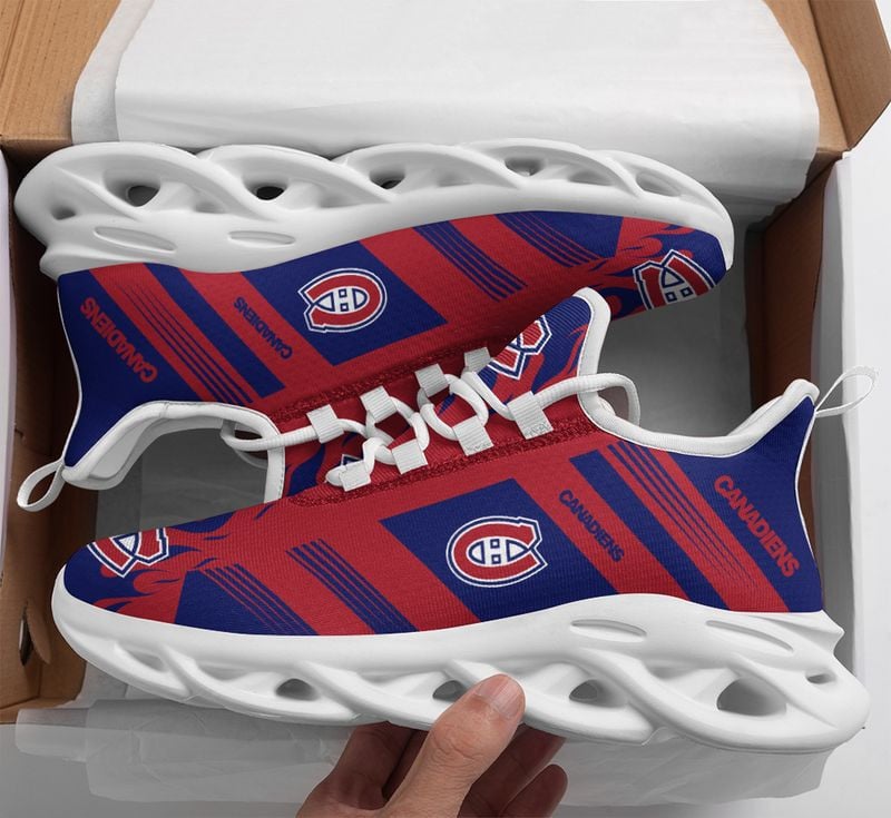 Montreal Canadiens Stripe and Fire Pattern Max Soul Shoes NEW019665 - Famjoys Montreal Canadiens Stripe and Fire Pattern Max Soul Shoes NEW019665 - Famjoys