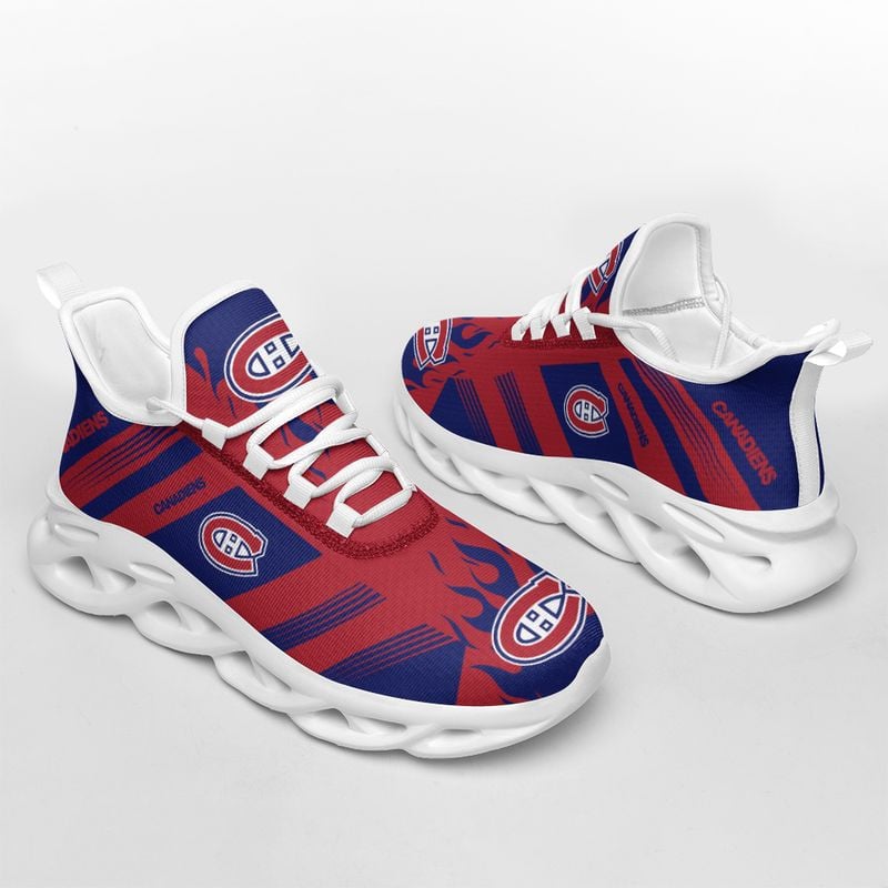 Montreal Canadiens Stripe and Fire Pattern Max Soul Shoes NEW019665 - Famjoys Montreal Canadiens Stripe and Fire Pattern Max Soul Shoes NEW019665 - Famjoys