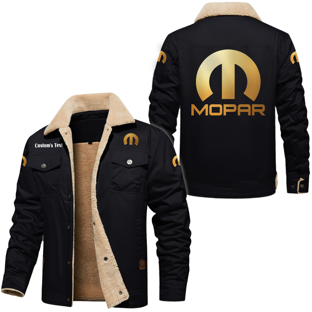 Mopar Golden Logo Cargo Fleece Lined Cotton Jacket Multicolor, vintage style, customize name