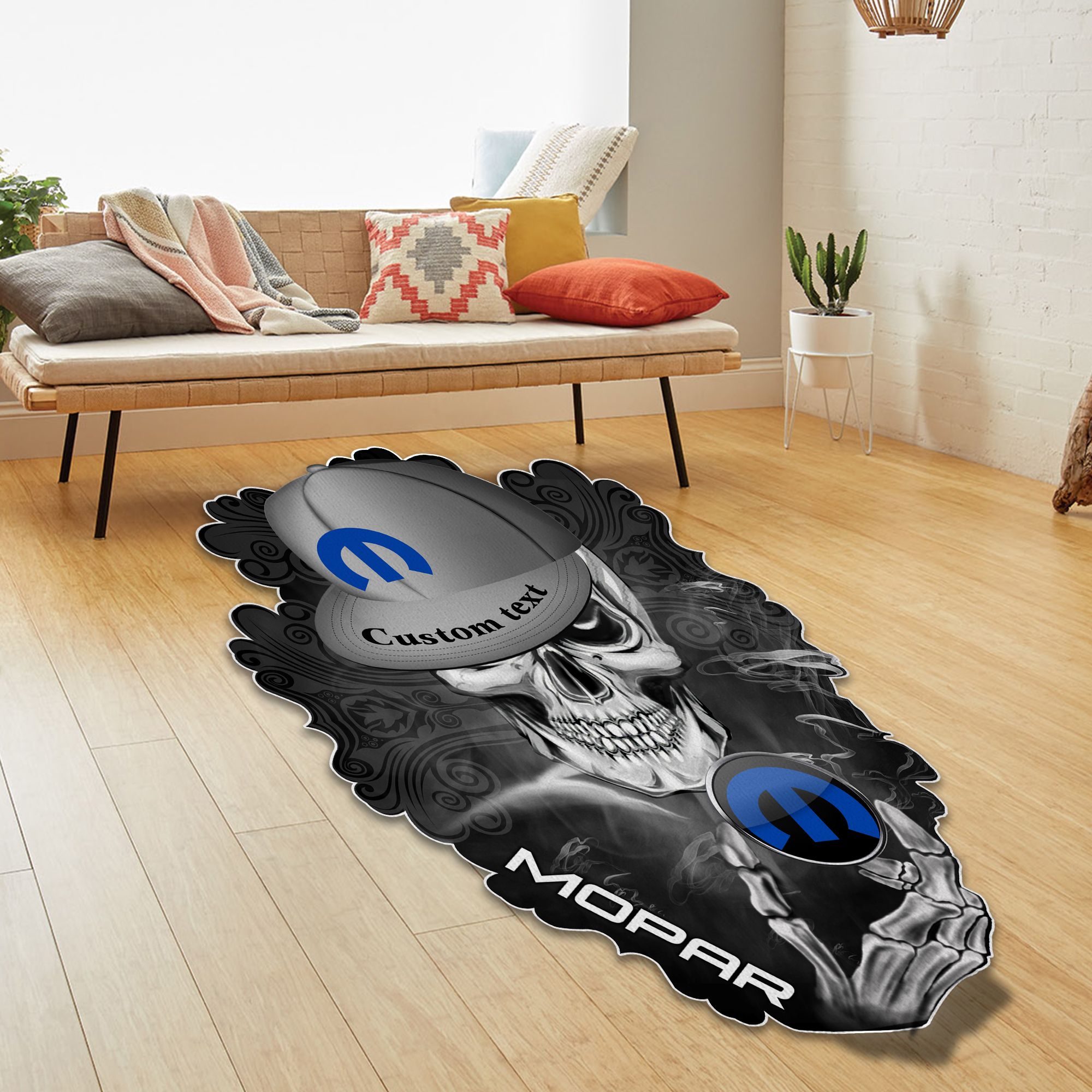 Mopar Skull Shaped Luxurious Doormat, Rug Home Decor, Custom name - Famjoys Mopar Skull Shaped Luxurious Doormat, Rug Home Decor, Custom name - Famjoys
