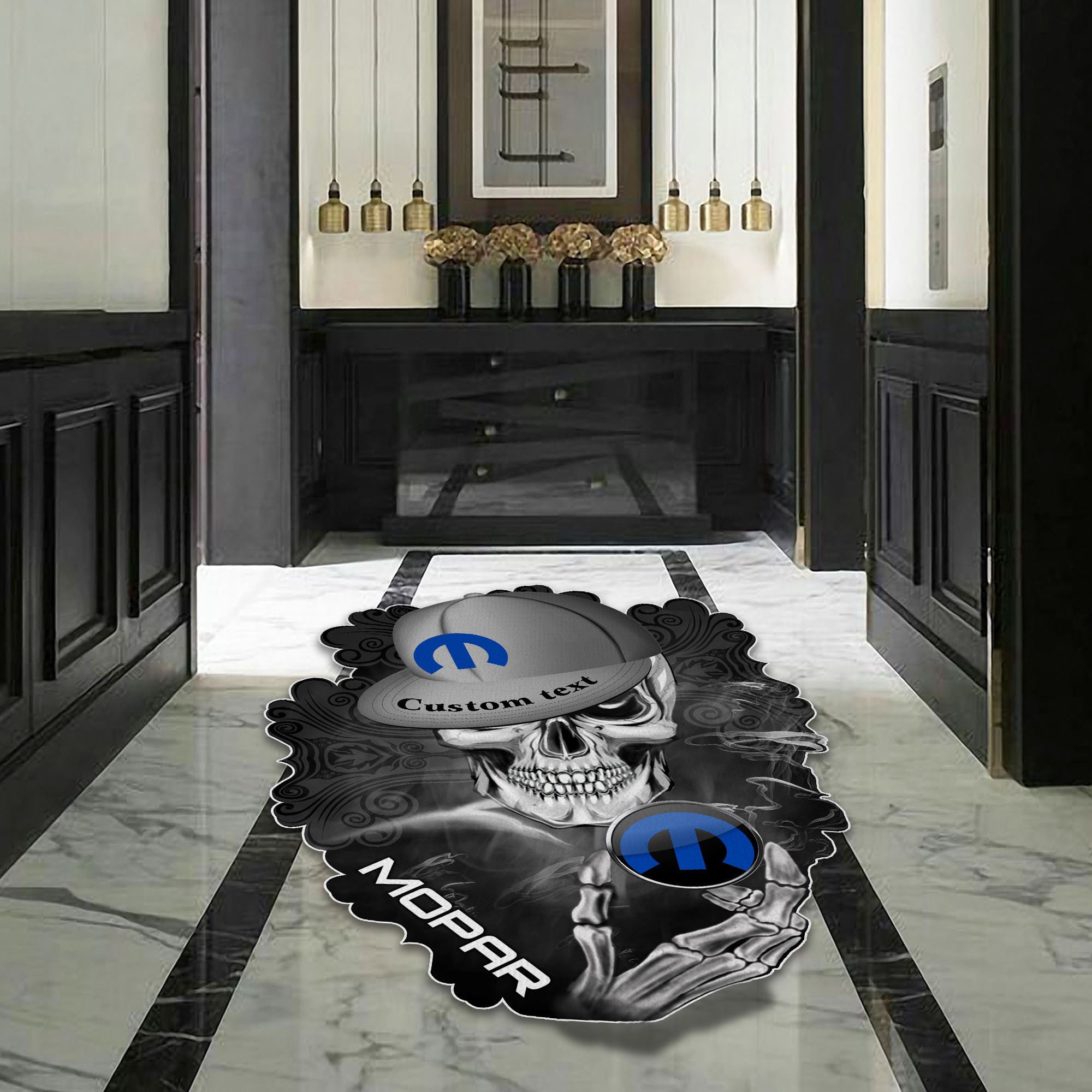 Mopar Skull Shaped Luxurious Doormat, Rug Home Decor, Custom name - Famjoys Mopar Skull Shaped Luxurious Doormat, Rug Home Decor, Custom name - Famjoys